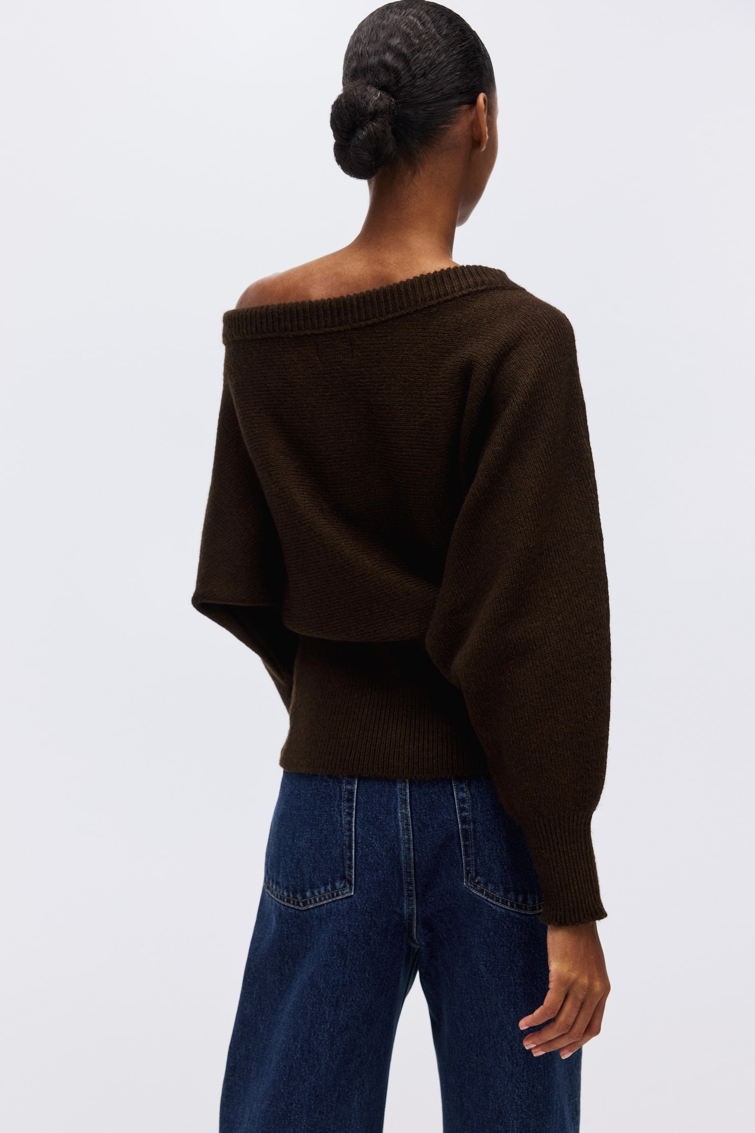 One-shoulder jumper - Dark brown/Light yellow - 5