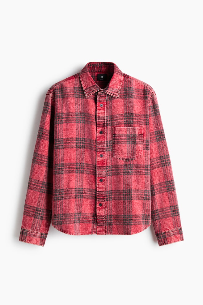 Relaxed Fit Cotton Shirt - Red/Check/Green/Check/Blue/Check - 1