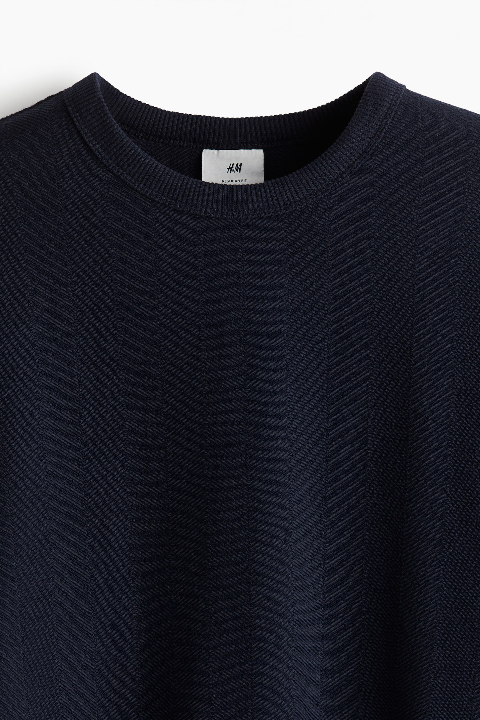 Regular Fit Herringbone-patterned sweatshirt - Navy blue/Dark brown/Light beige/White - 6