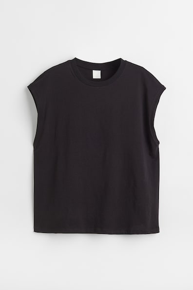 Jersey sleeveless top - Round neck - Sleeveless - Black - Ladies | H&M GB