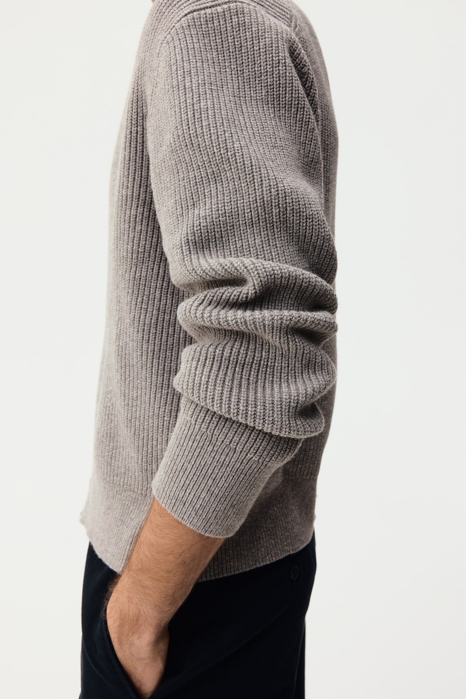Relaxed Fit Rib-knit cardigan - Mole/Navy blue - 4