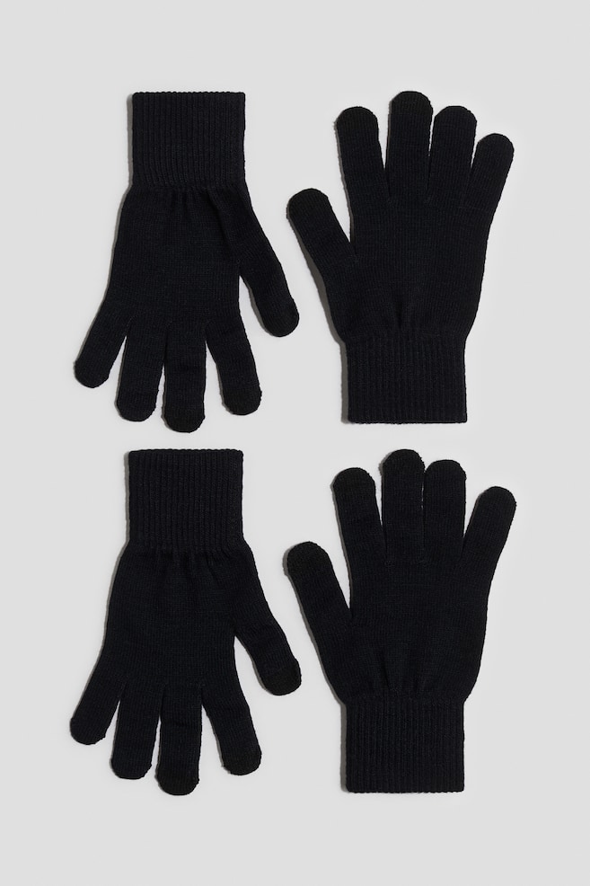 Lot de 2 paires de gants tactiles - Noir/Gris clair/noir - 1