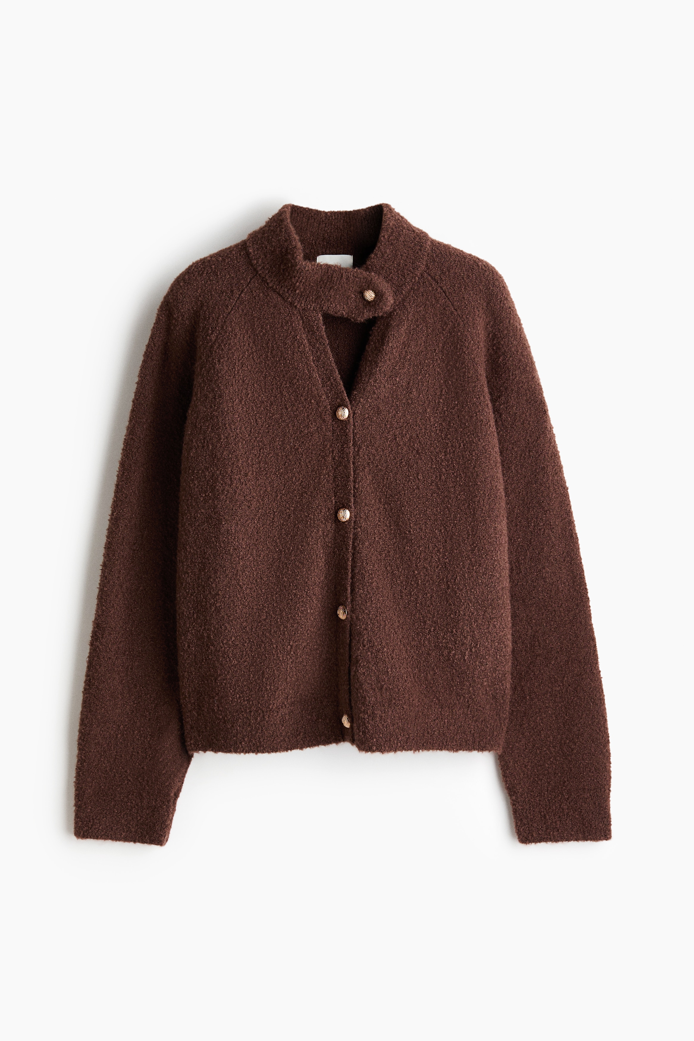 Oversized bouclé-knit cardigan - Brown