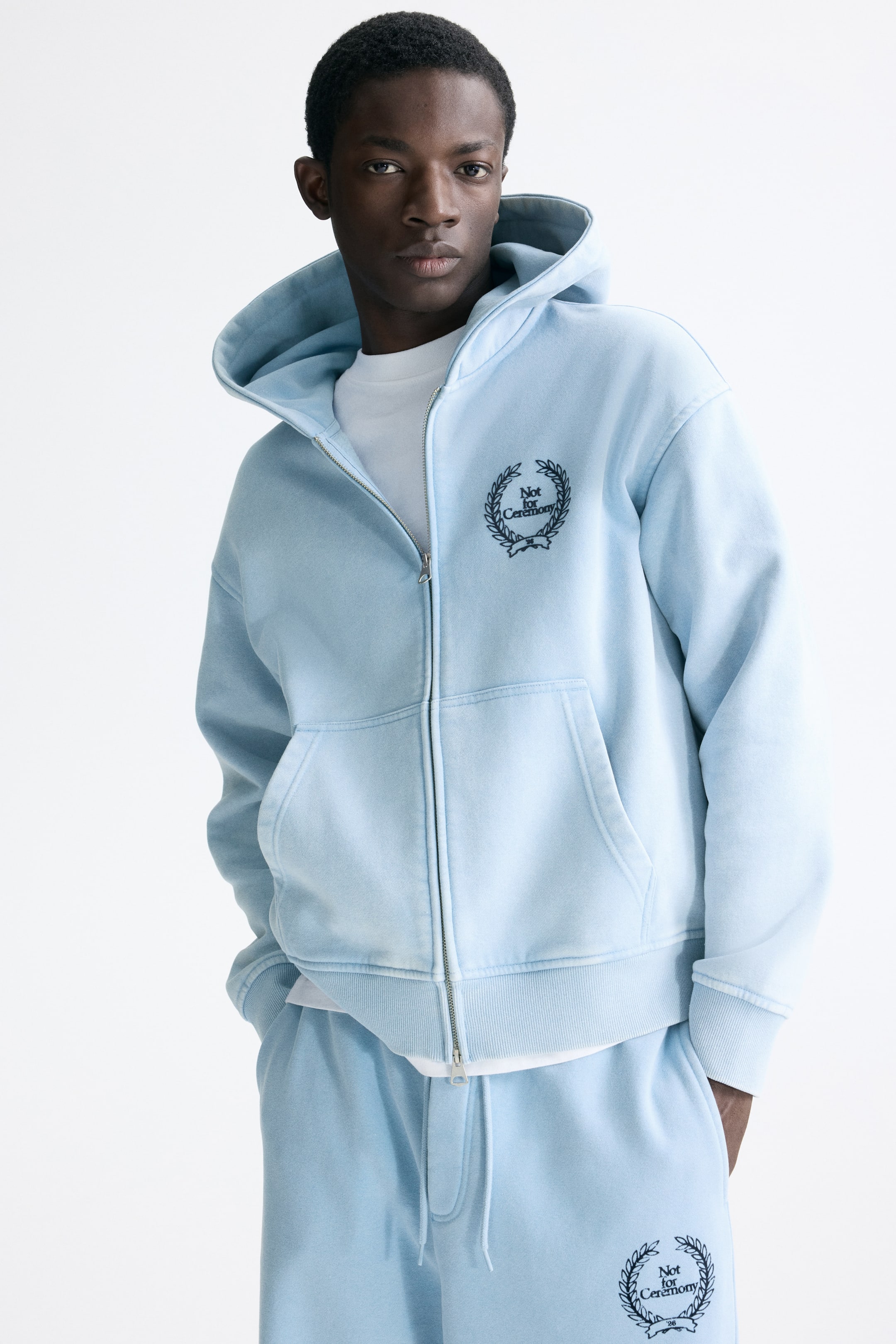 View larger image: Loose-Fit Boxy Hooded Jacket - Light blue/Not for Ceremony - Men | H&M US 1