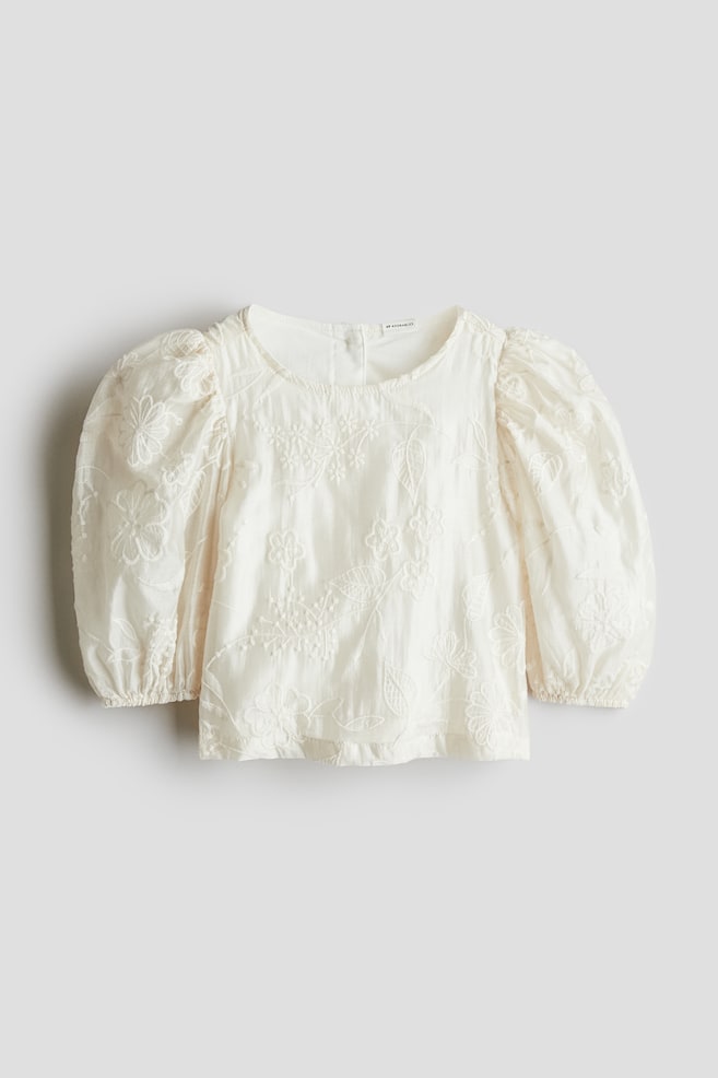 Blouse brodée - Crème - 1