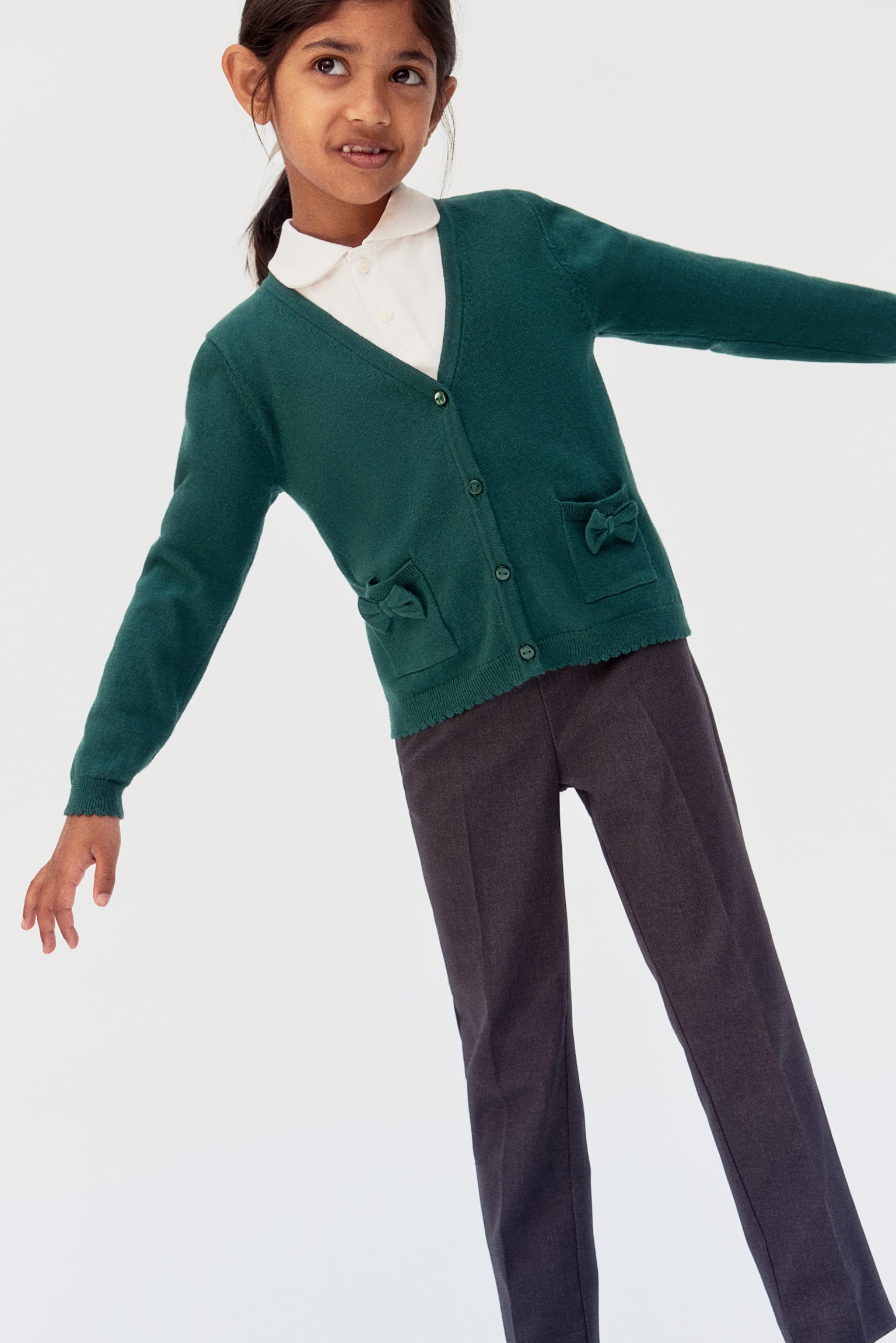 Cotton School Cardigan - Dark green/Dark grey/Bright red/Navy blue - 3