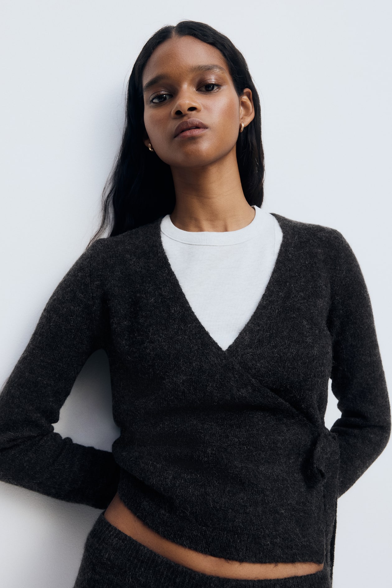 Wrap cardigan - Dark grey - Ladies | H&M GB