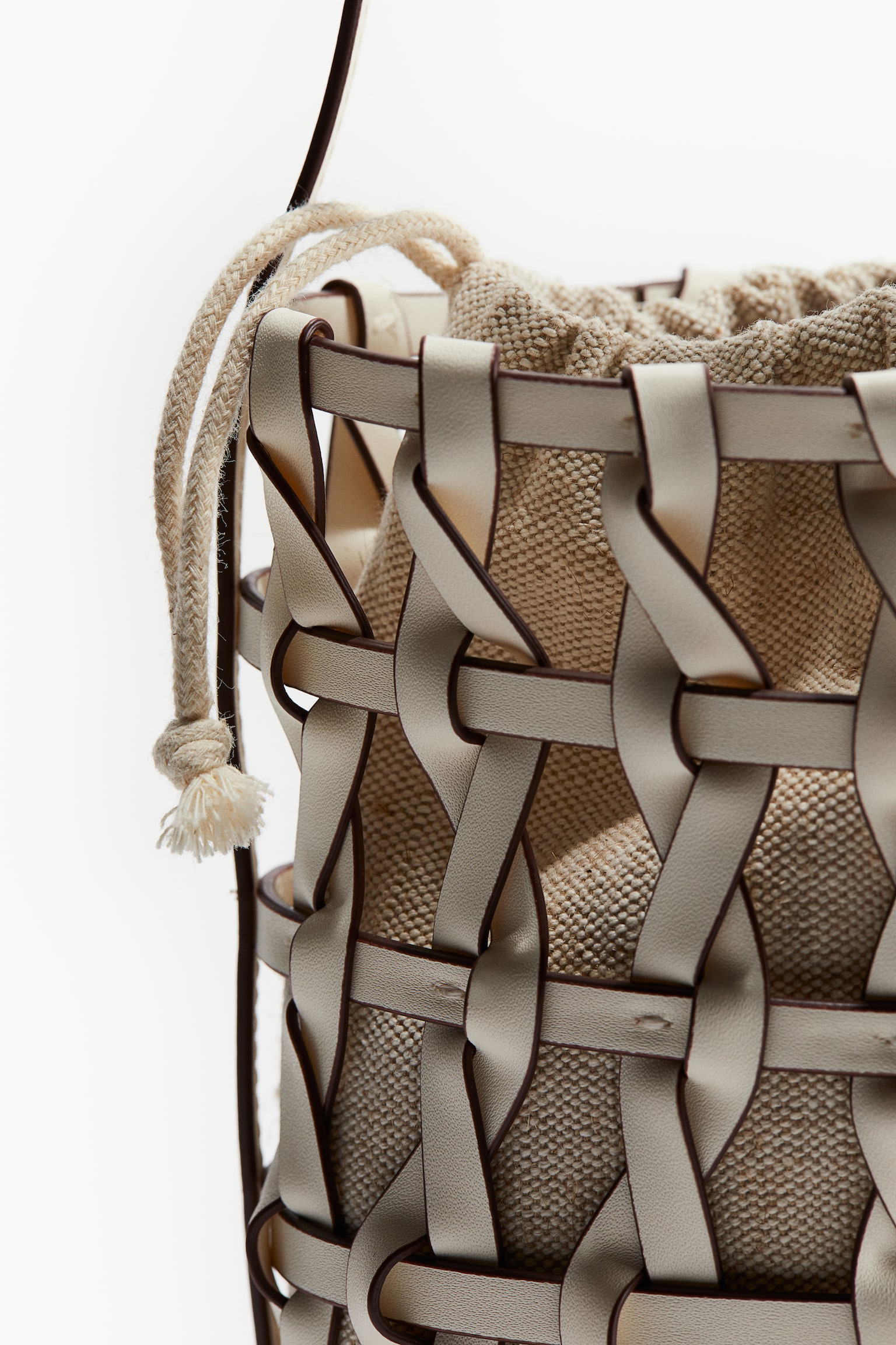 Latticework Bucket Bag - White - 3