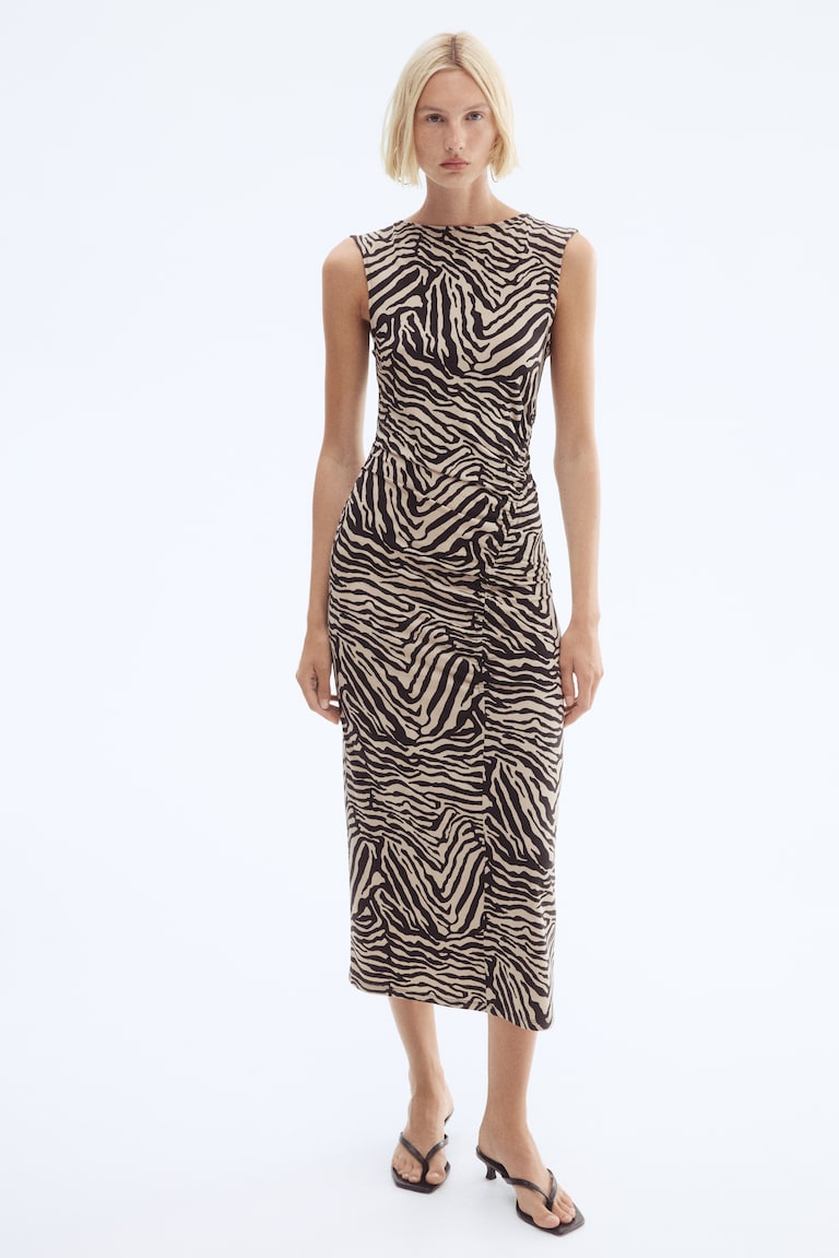 Abito drappeggiato Nero/zebrato DONNA H&M IT