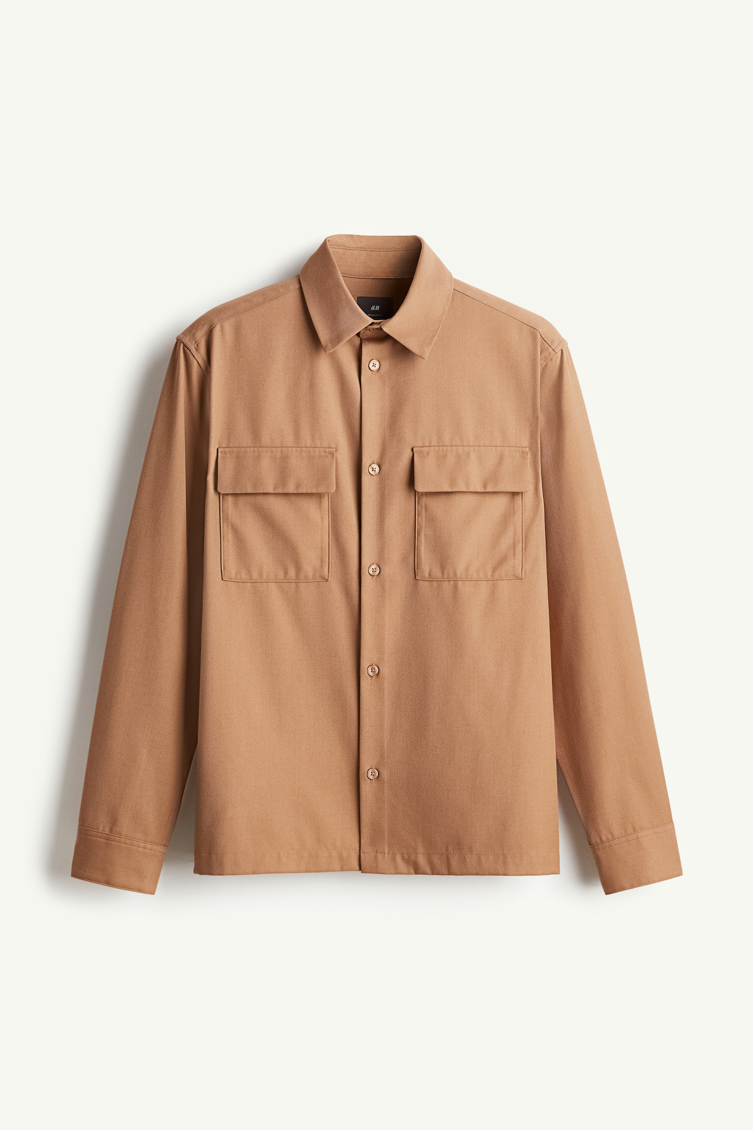 Regular Fit Twill Overshirt - Brown/Beige - 2