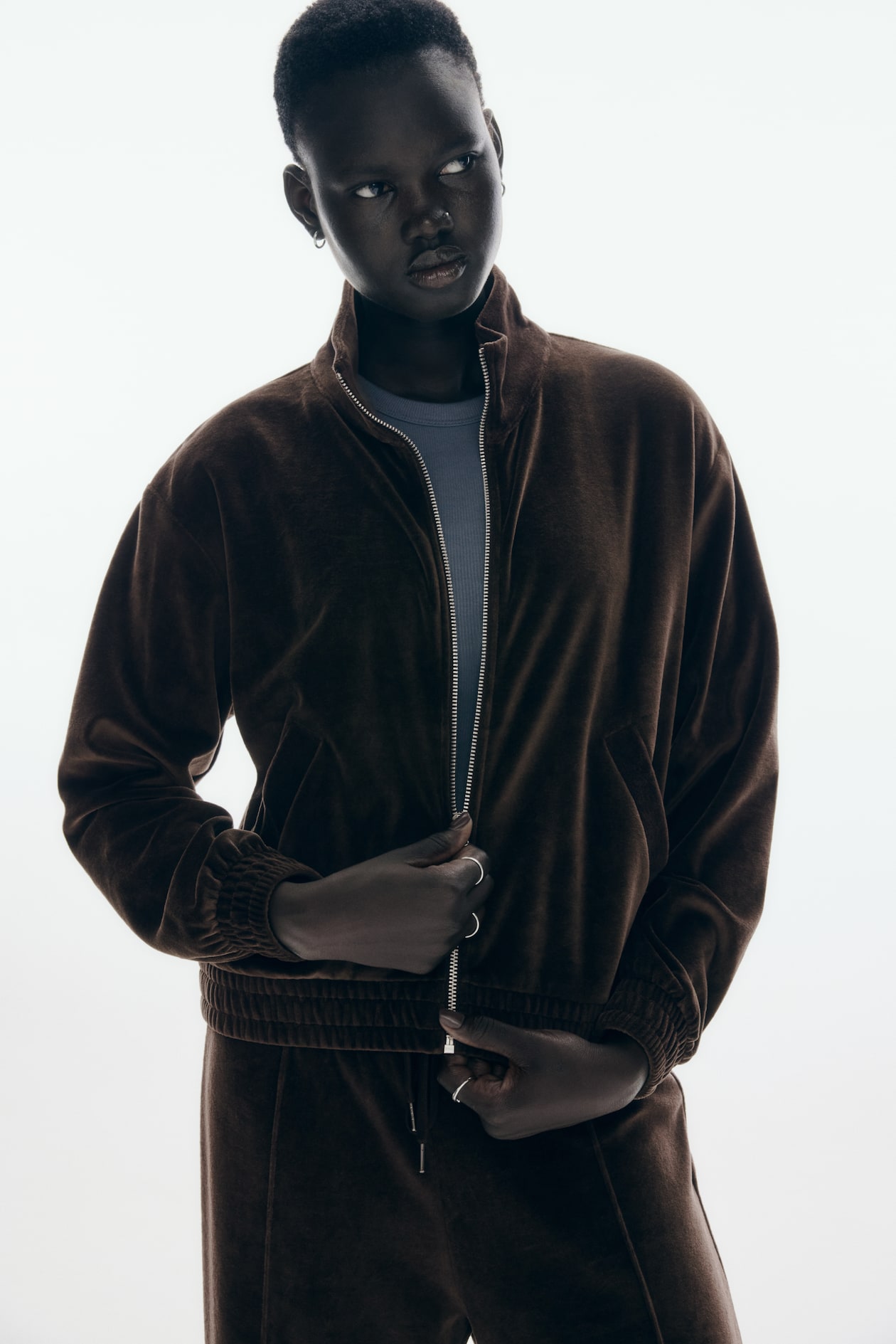 Velour Jacket with Zipper