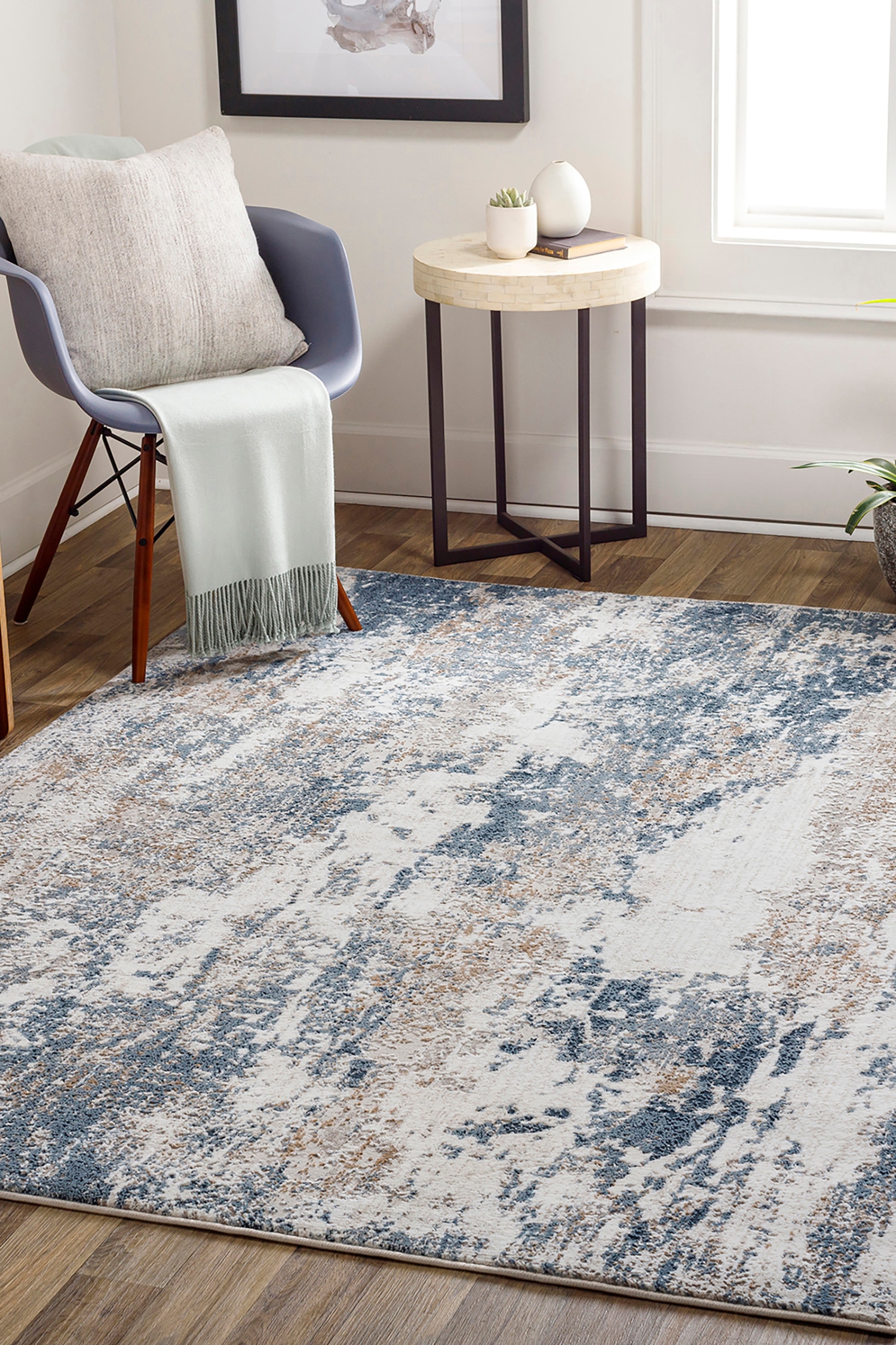 Allegro Abstract Modern Marble Rug - Cream
