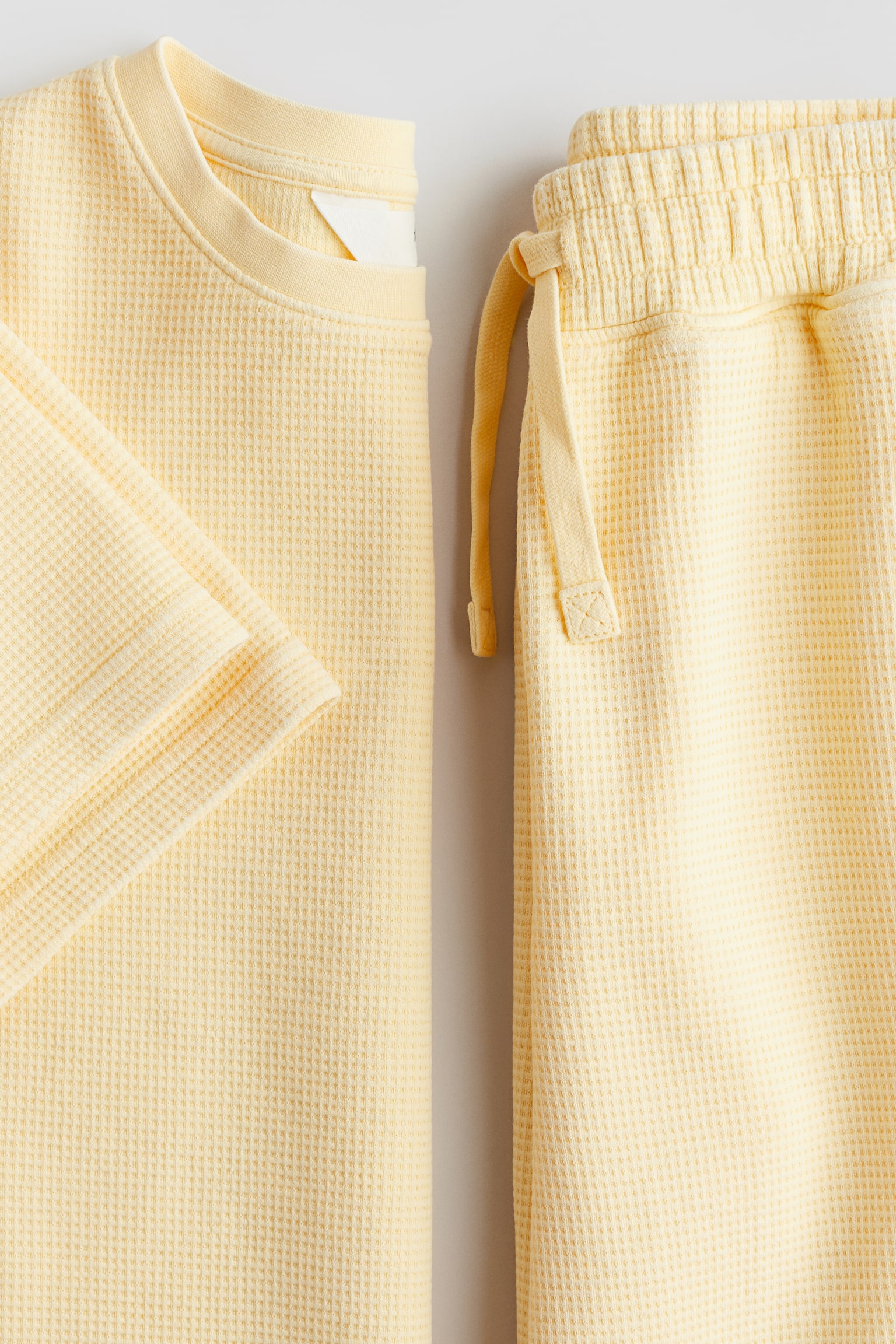 2-piece Waffled Cotton Set - Yellow/Light grey/Light peach - 3