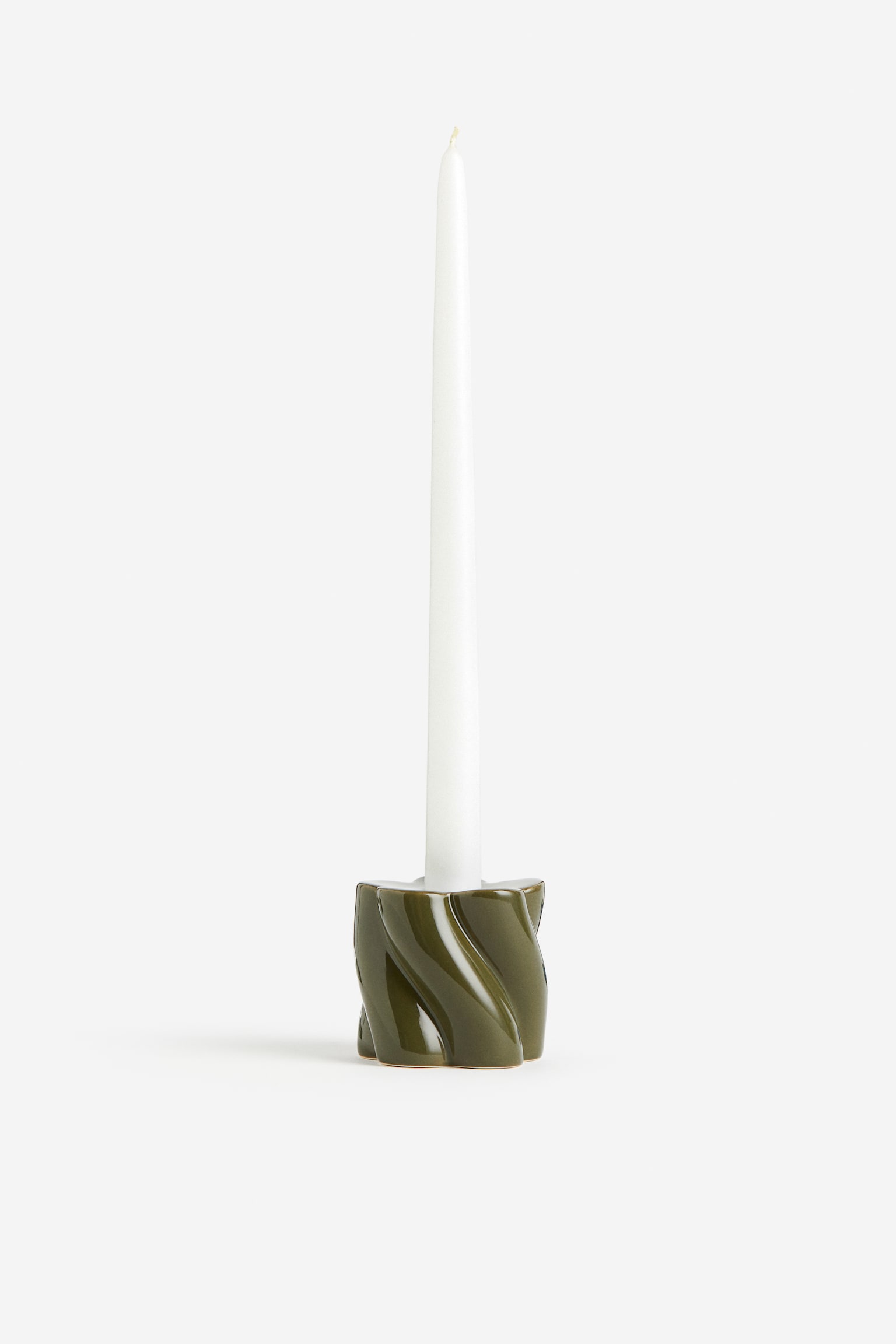 Stoneware candlestick - Light khaki green/Light yellow/Light beige/Pistachio green - 1