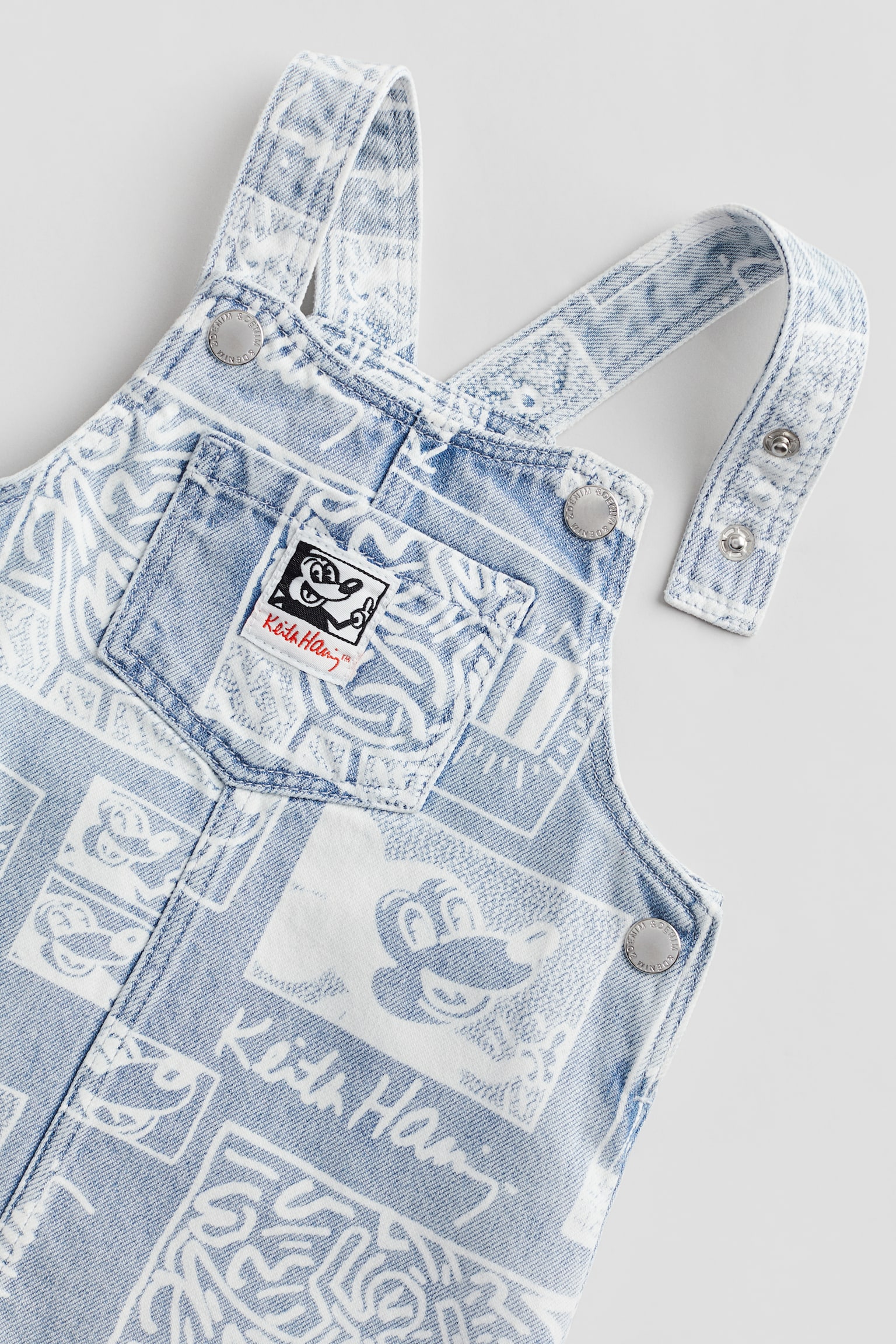 Patterned dungaree dress - Light denim blue - 3