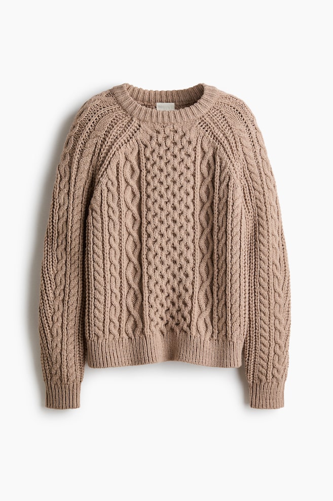 Cable-knit jumper - Mole/Cream - 1