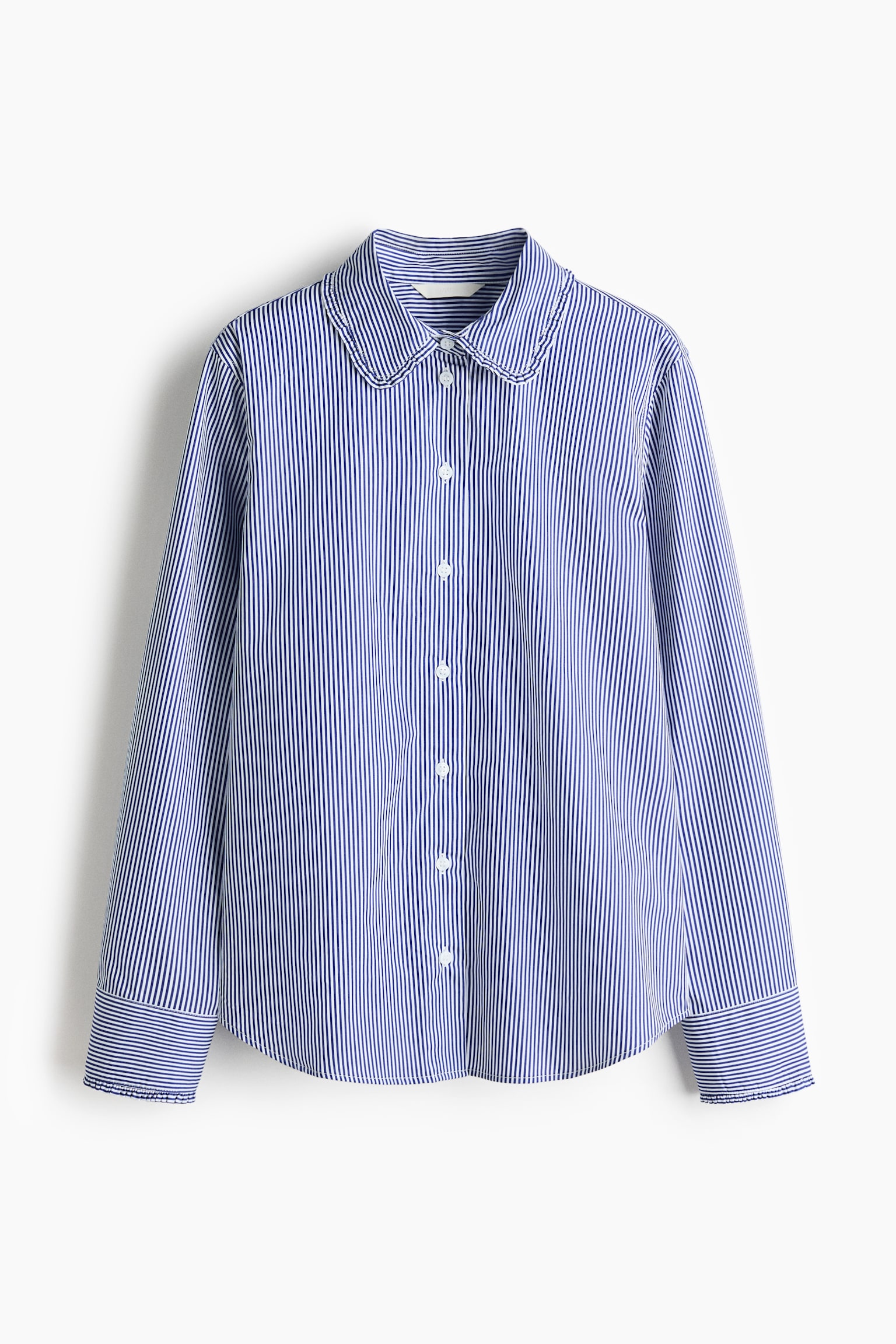 Женская рубашка H&M Cotton Poplin, цвет: Синий / Полосатый — фото 1