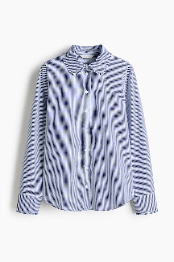 Женская рубашка H&M Cotton Poplin, цвет: Синий / Полосатый