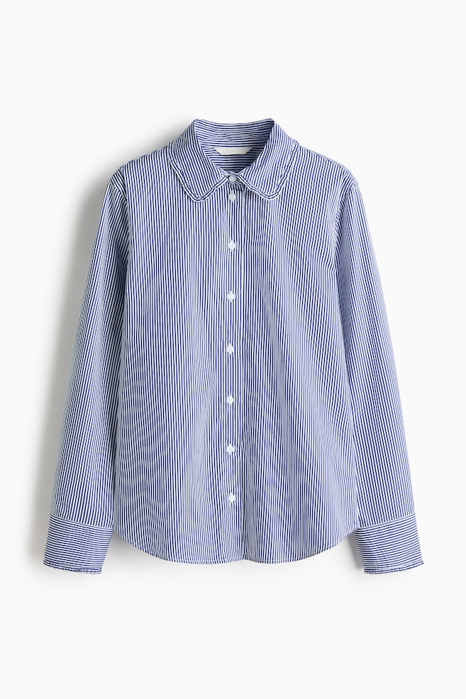 Cotton Poplin Shirt - Blue/Stripe - 1
