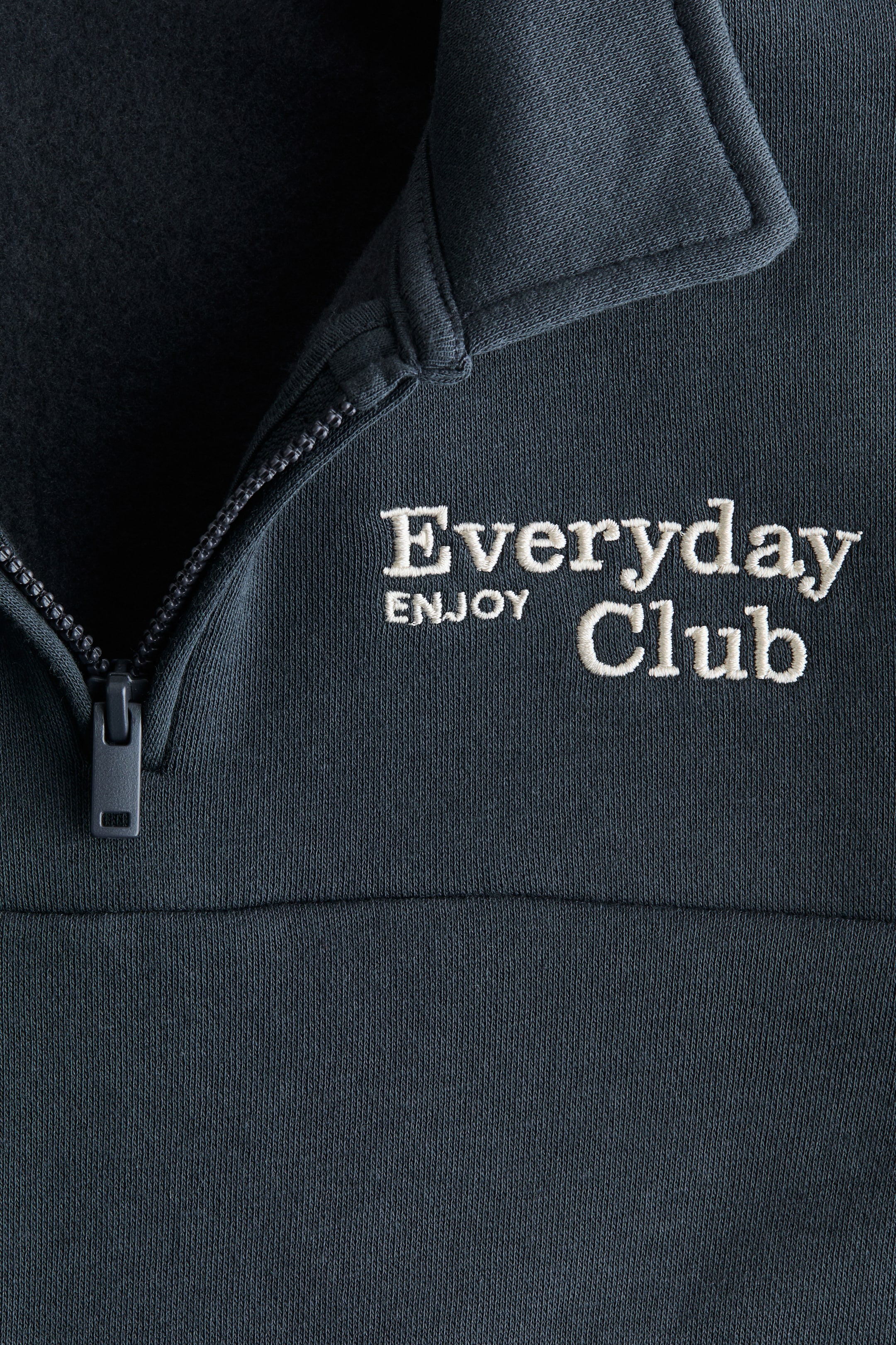 Embroidered-Detail Half-Zip Sweatshirt