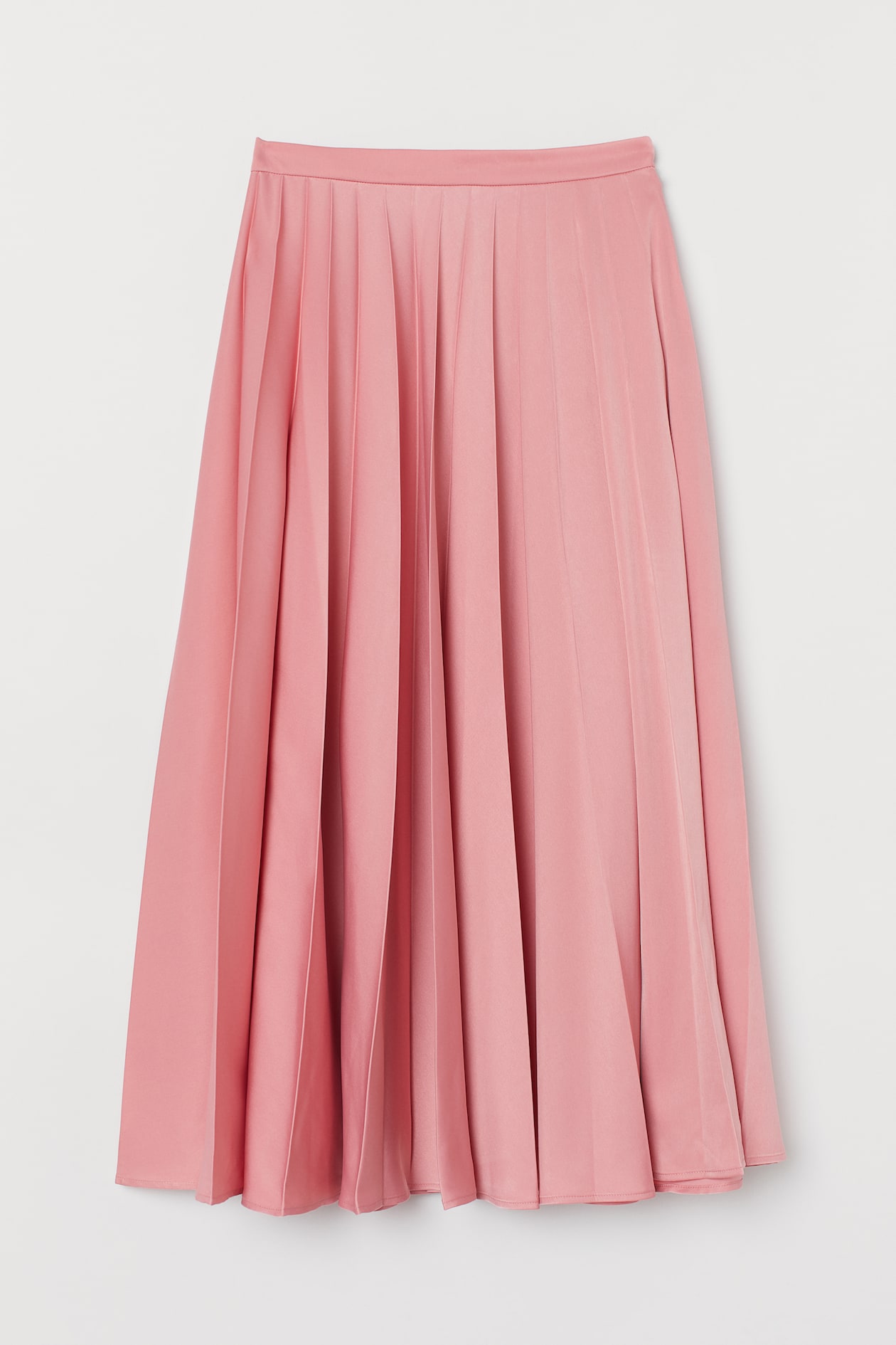 Pleated satin skirt - High waist - Midi - Pink - Ladies | H&M GB