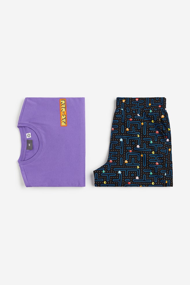 Pyjamas i trikot med trykk - Lilla/Pac-Man - 1