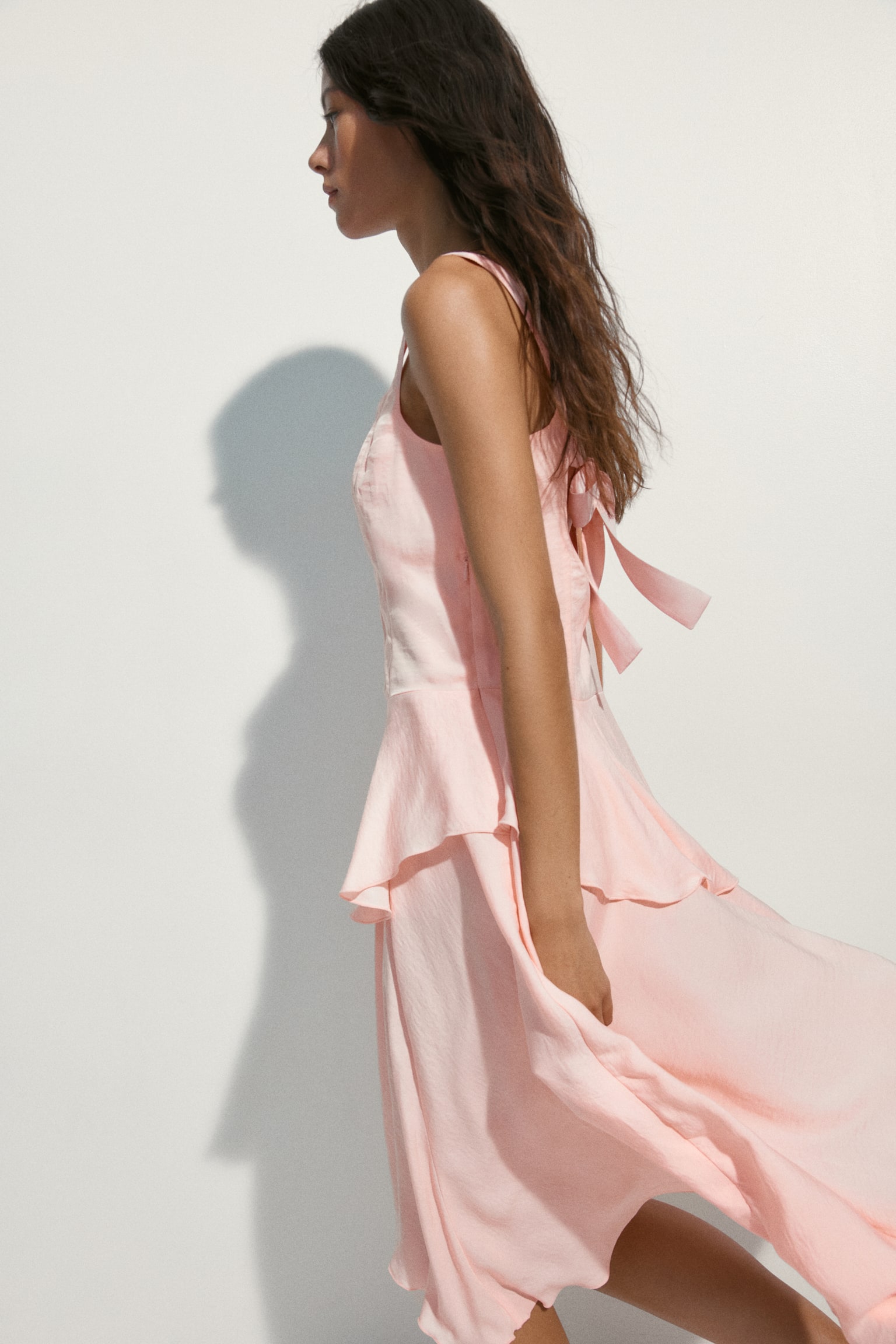 Asymmetric tiered dress-Light pink - 7
