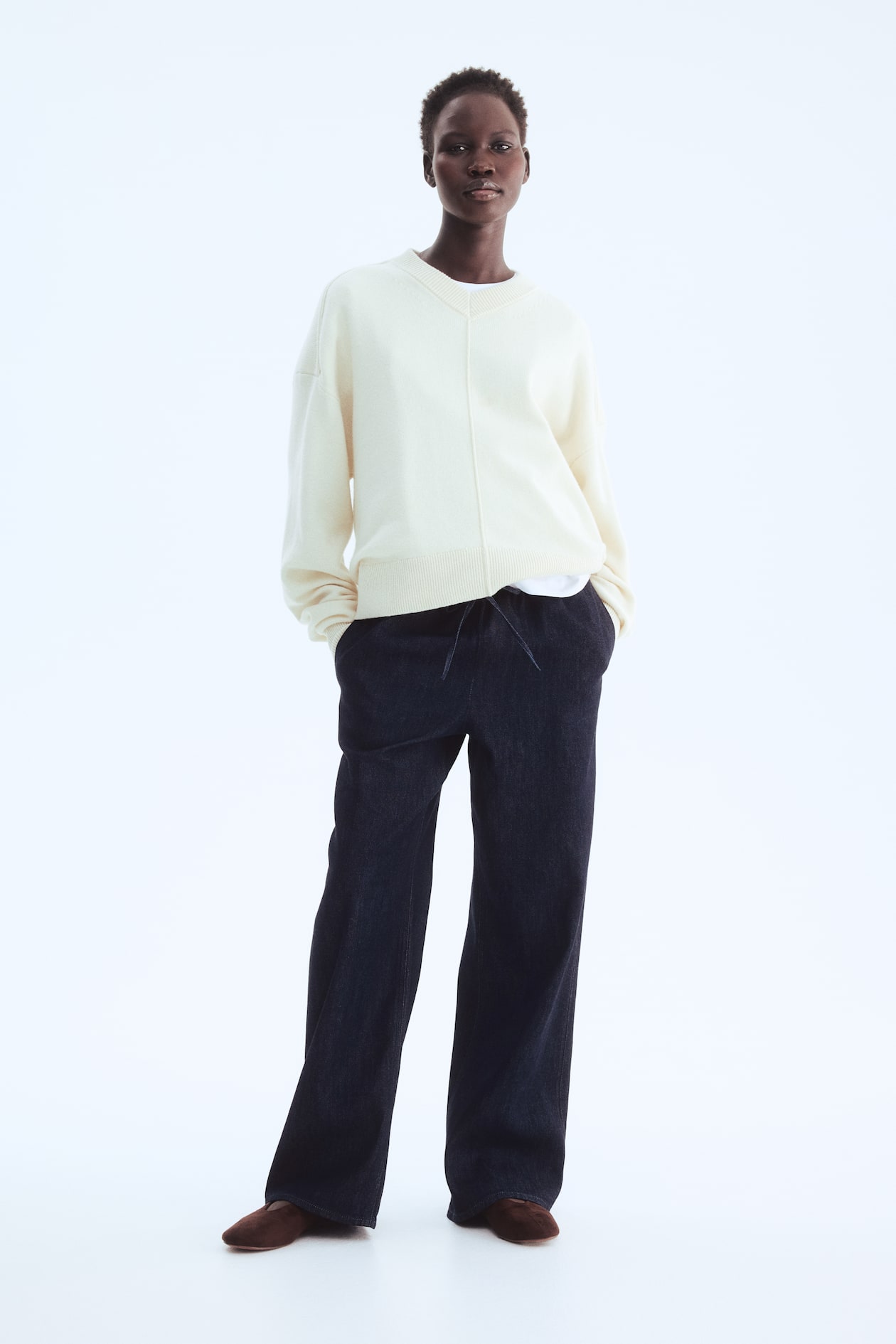 Denim drawstring trousers - image 2