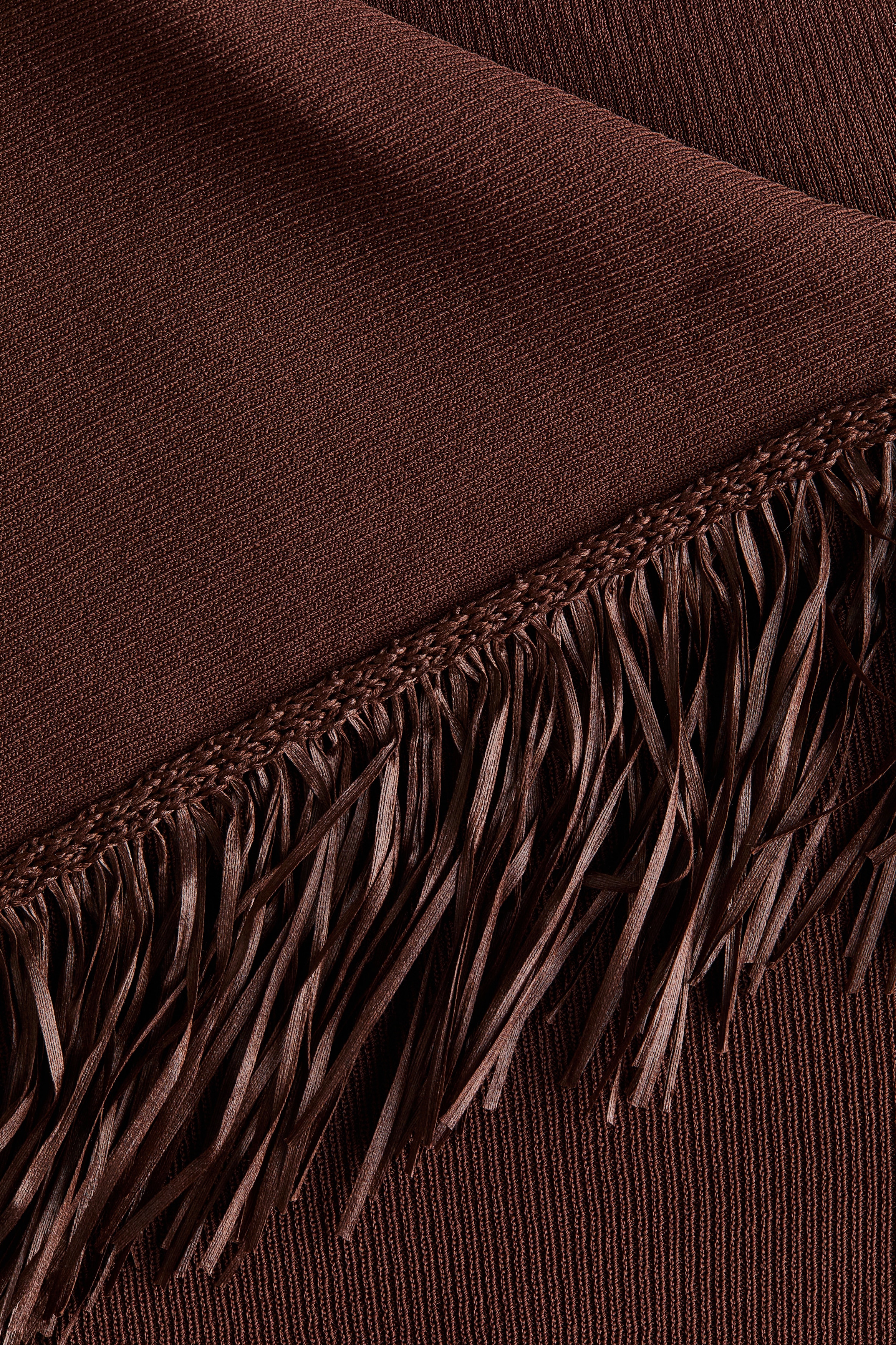h&m brown fringe dress Ladies - Dark Brown One-Shoulder Dress with Fringe - Size: S