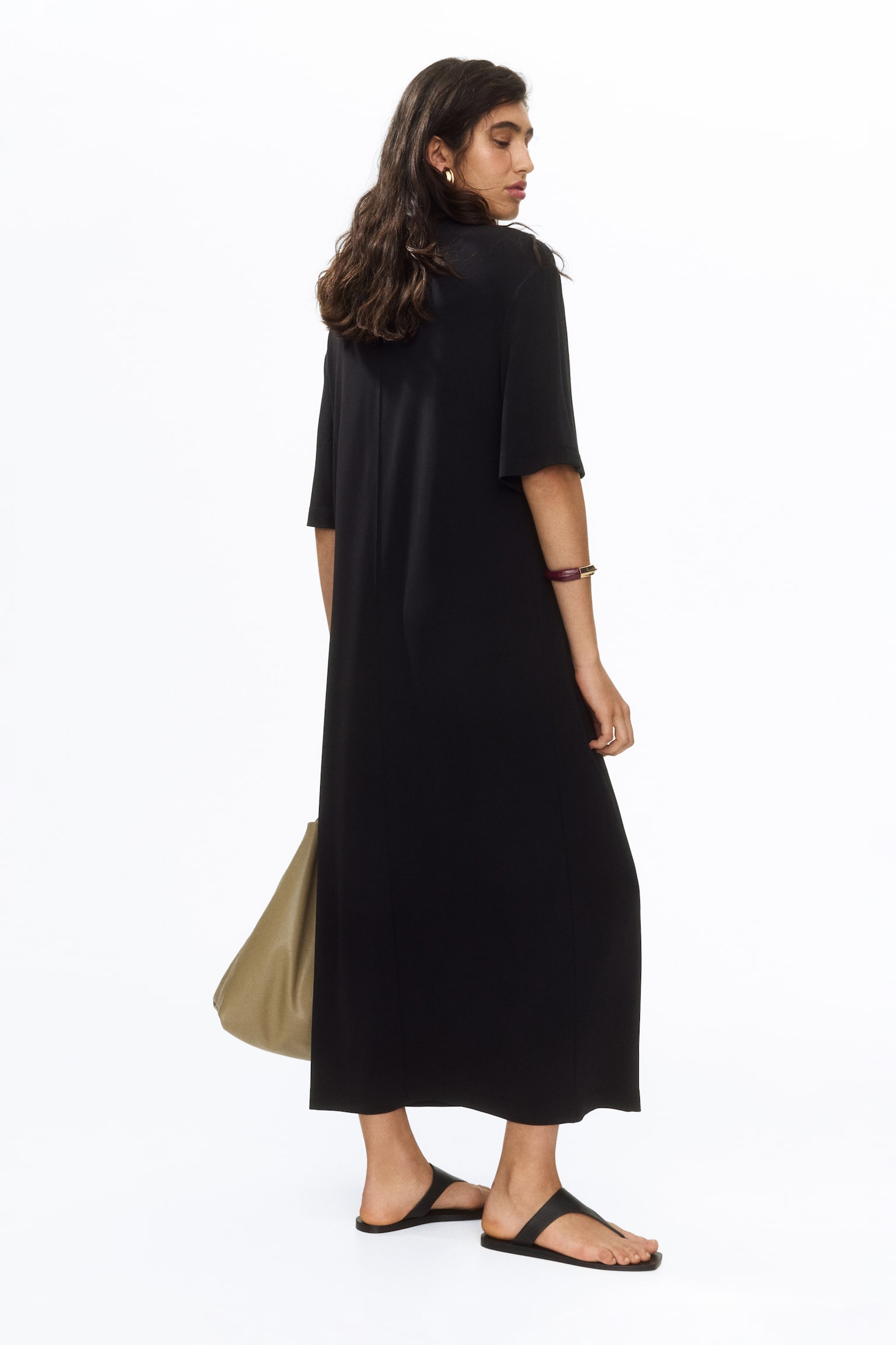 Long T-shirt dress-Black - 3