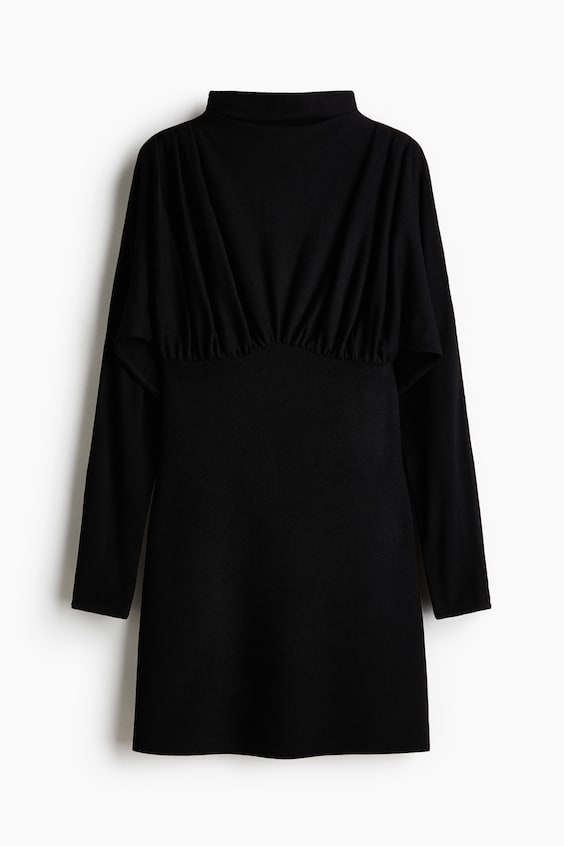 Женское платье H&M Gathered Mock Turtleneck, цвет: Чёрный