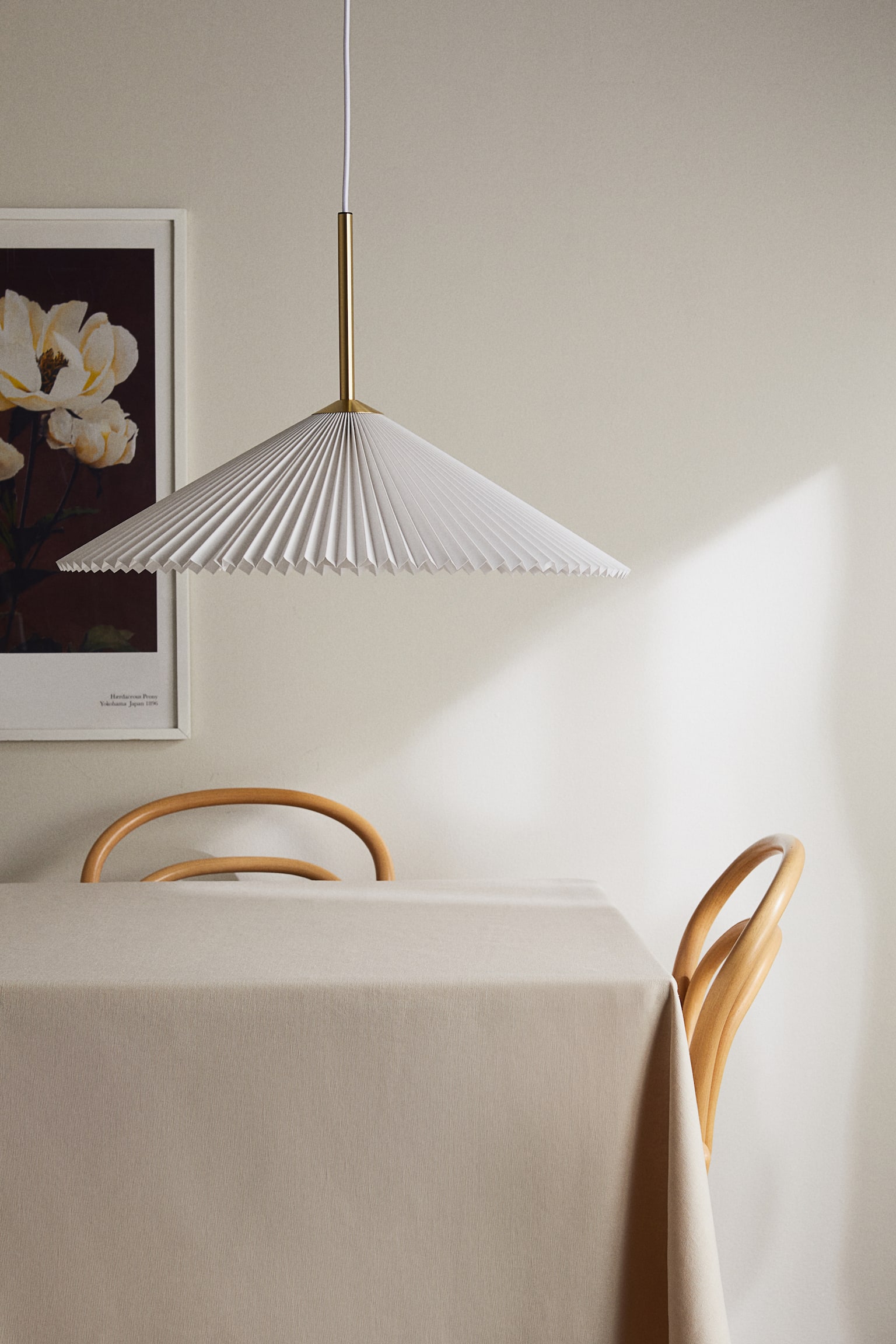 Pleated-shade pendant light - Gold-coloured/White - 2