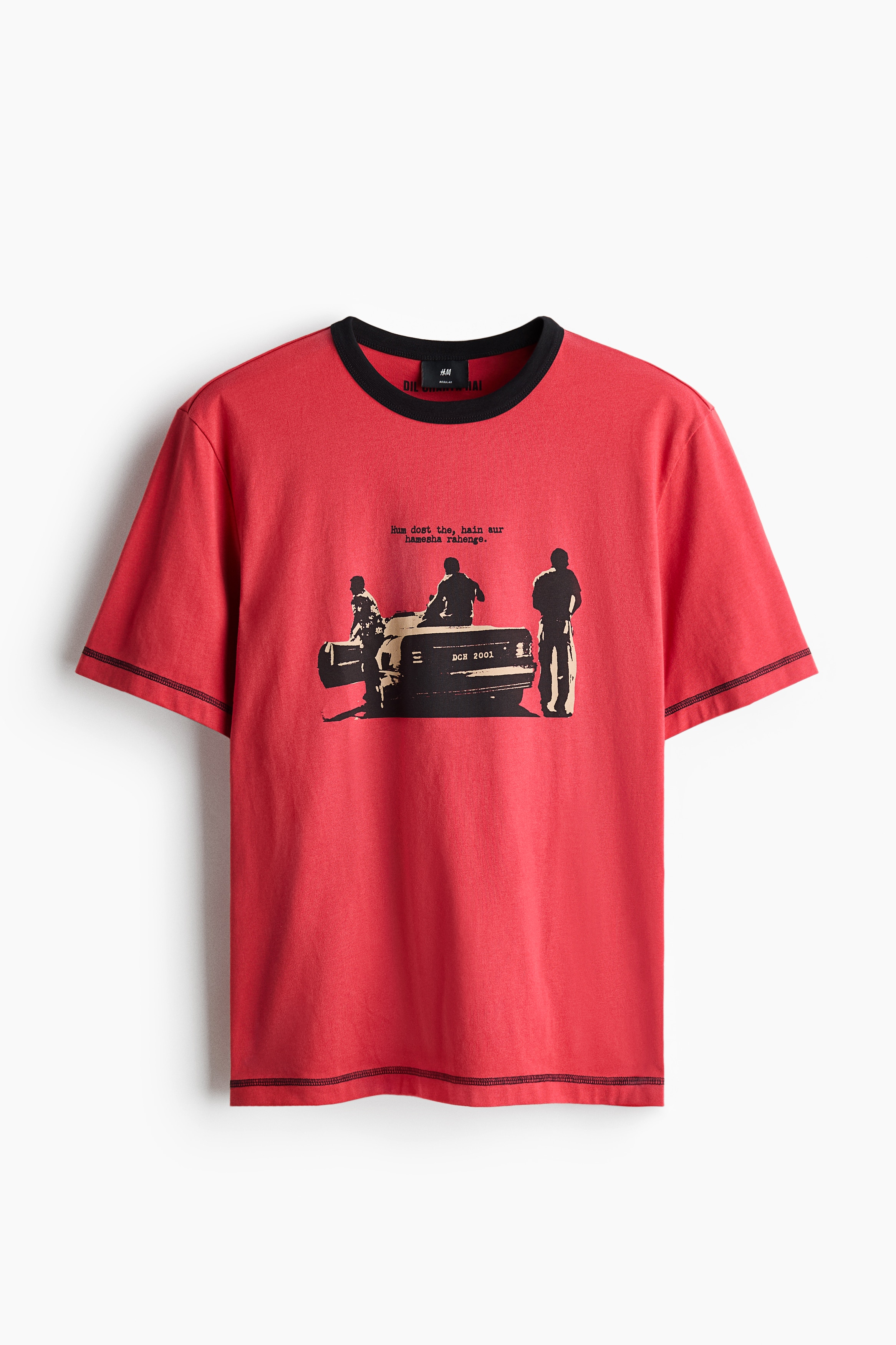 Regular Fit Printed T-shirt - Dusty red/Dil Chahta Hai/Cream/Dil Chahta Hai
