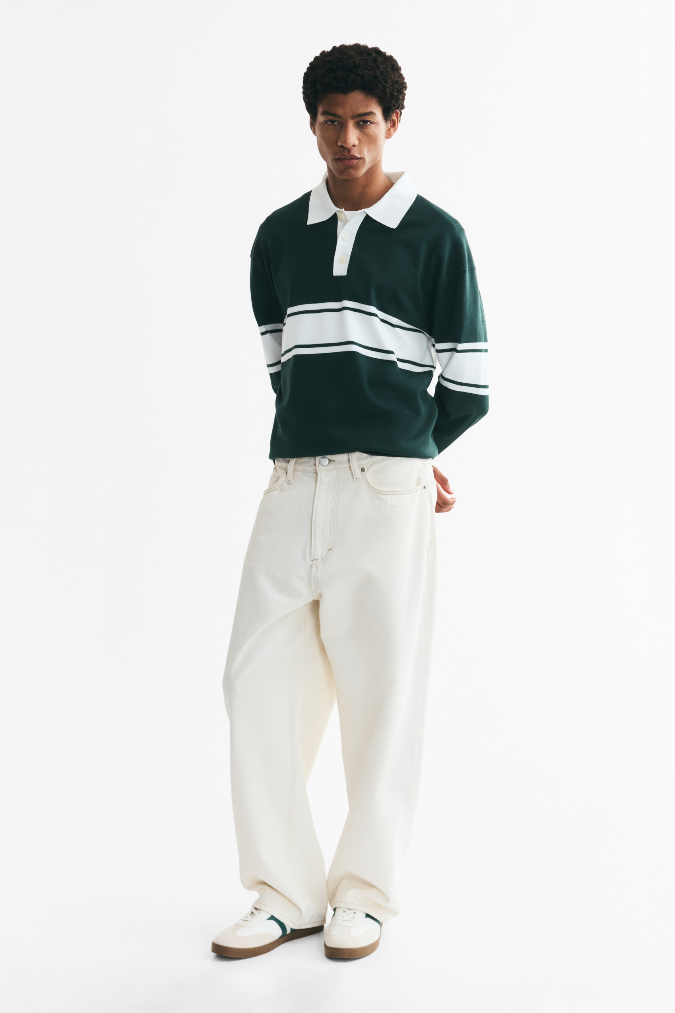 Loose-Fit Knit Polo Sweater