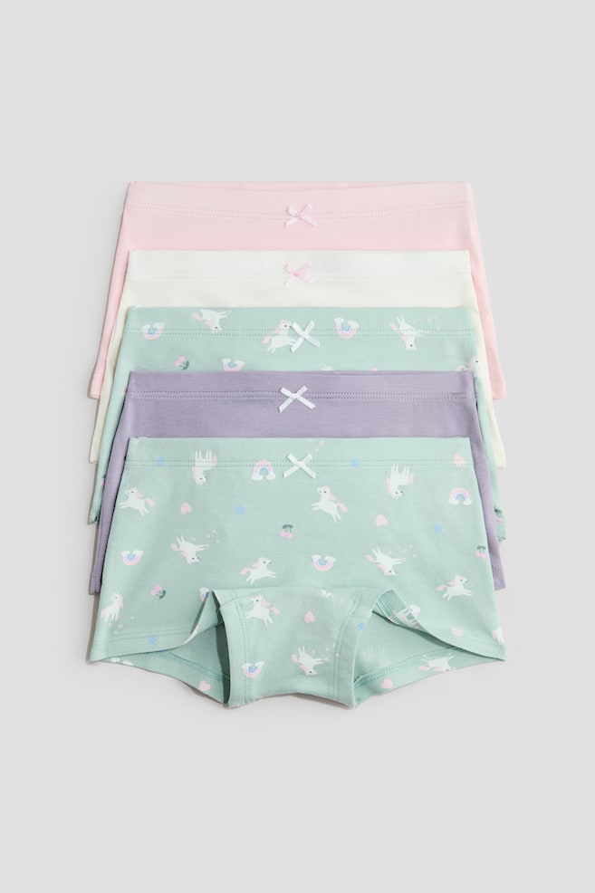 5-pack boxertrosa i bomull - Ljusturkos/Enhörningar/Vit/Hjärtan/Ljusgråmelerad/Hjärtan/Ljusrosa/Stjärnor/Rosa/Crèmevit - 1