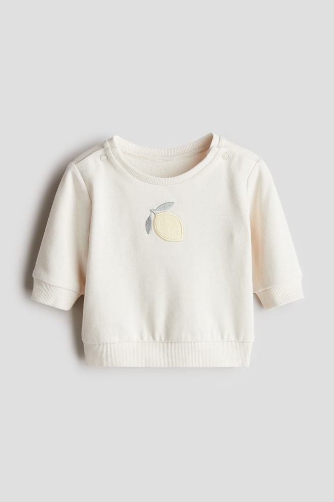 Appliquéd sweatshirt - Cream/Lemon - 1