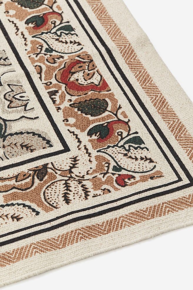 Patterned cotton rug - Beige/Floral - 2