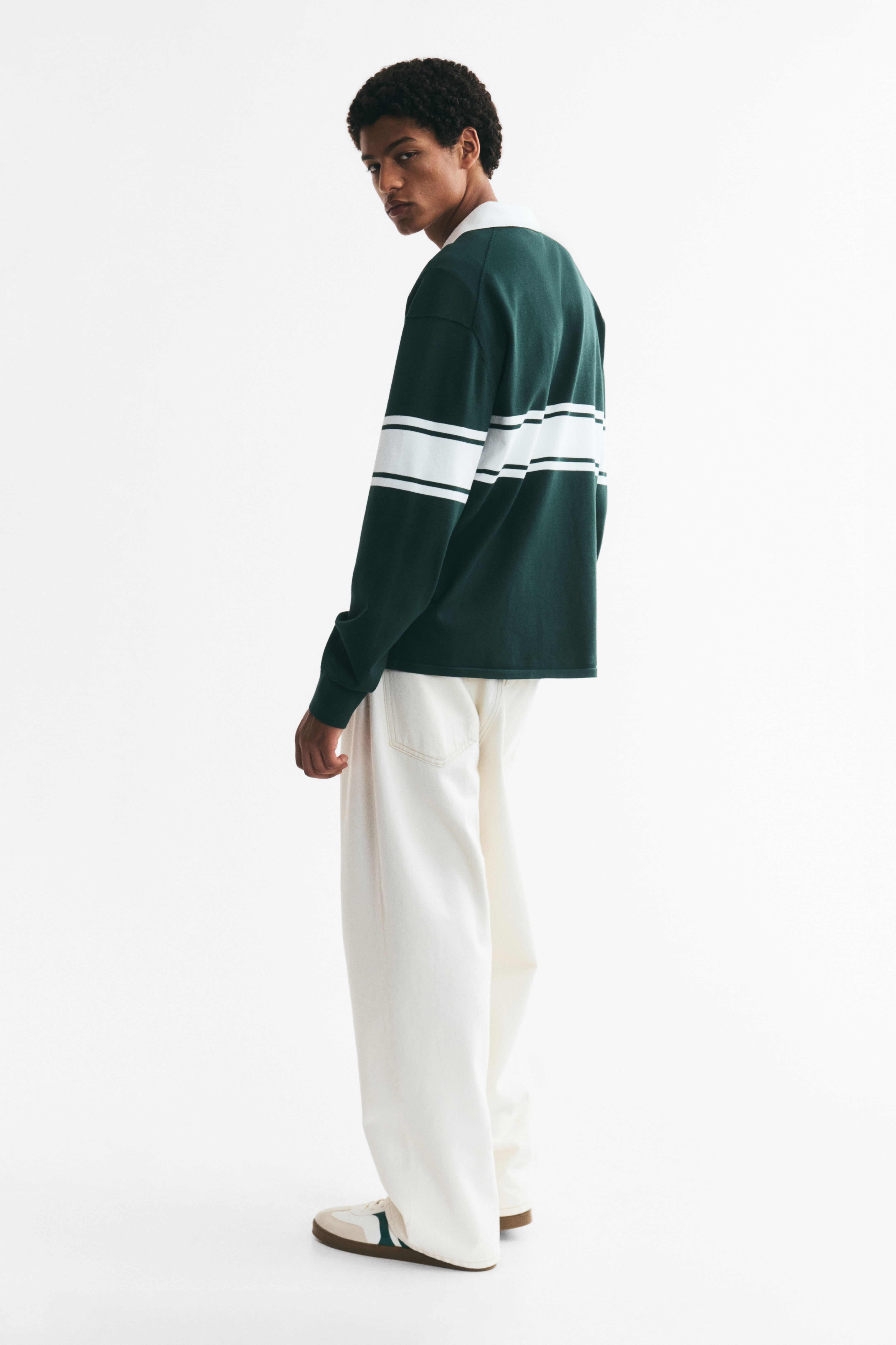 Loose-Fit Knit Polo Sweater
