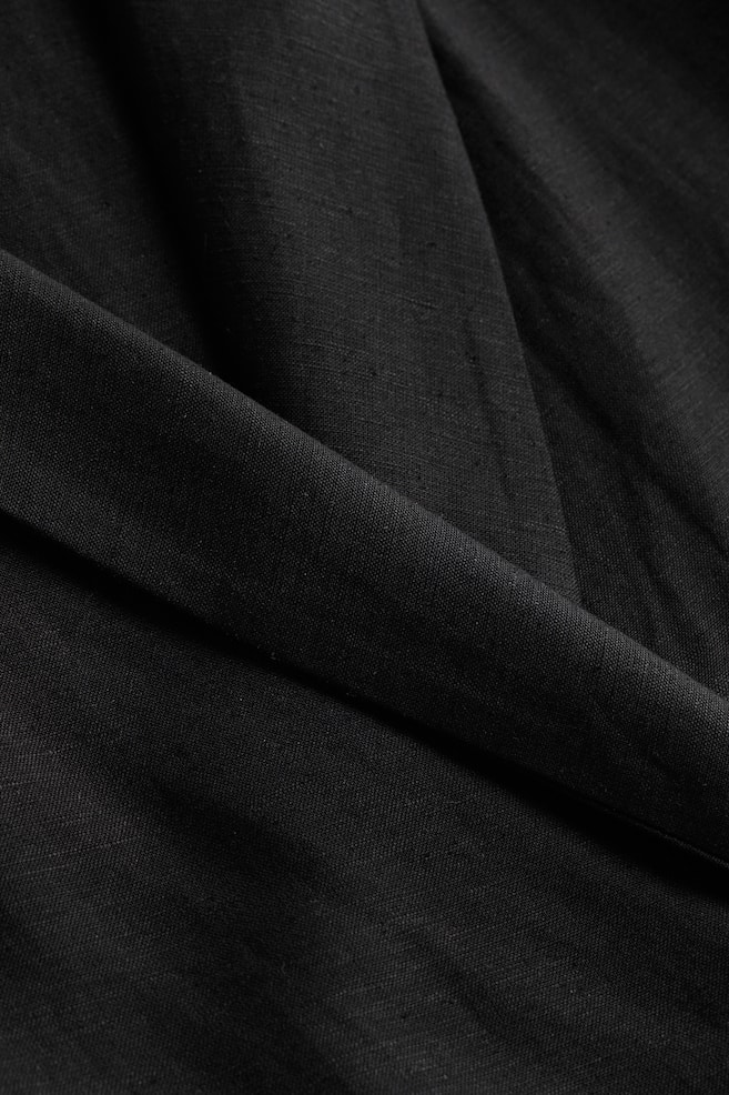 Robe portefeuille en lin mélangé - Noir/Crème - 6