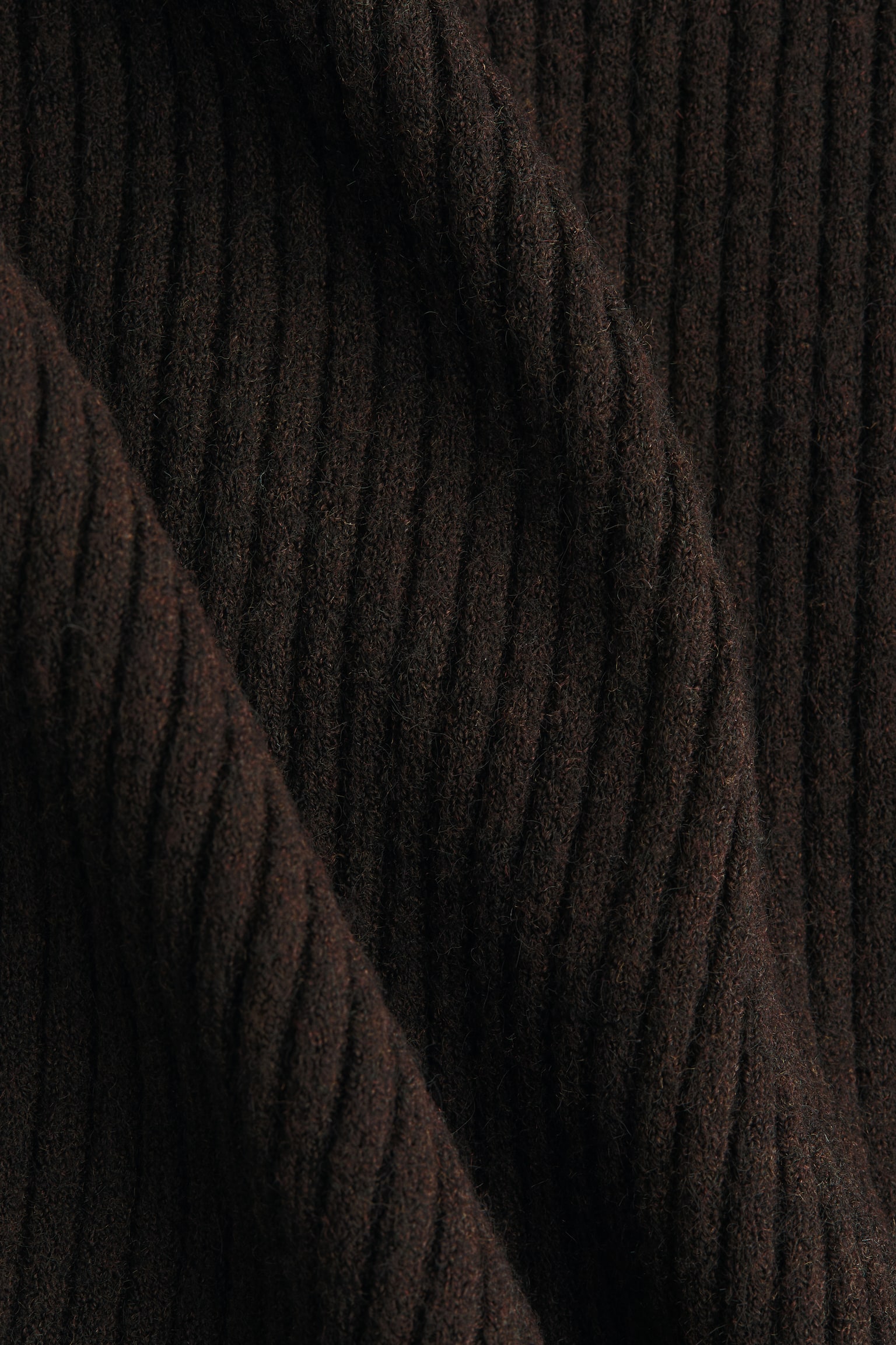 MAMA Cárdigan con cuello en tejido acanalado - Café oscuro - 5