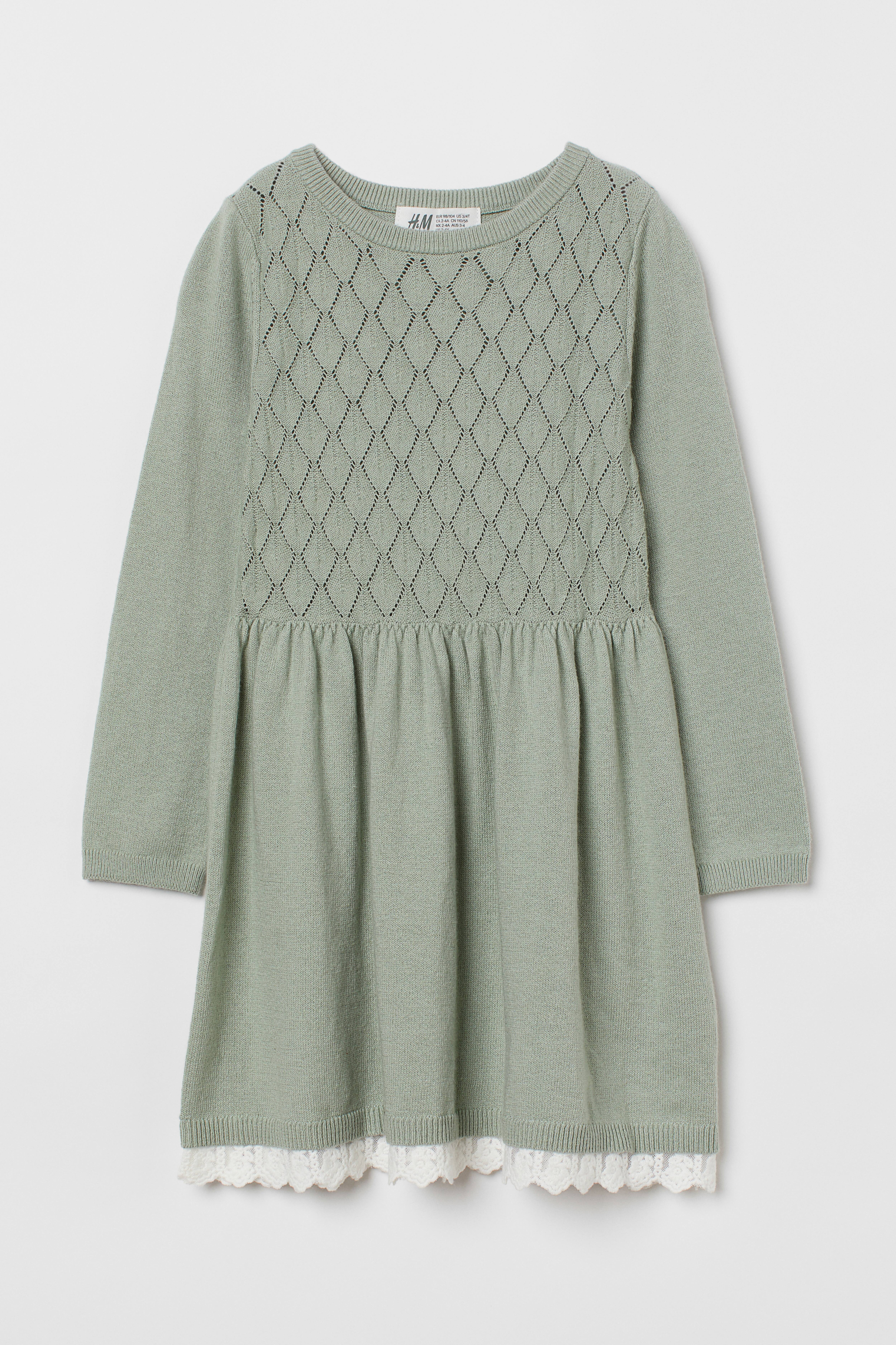 Lace-trimmed Knit Dress