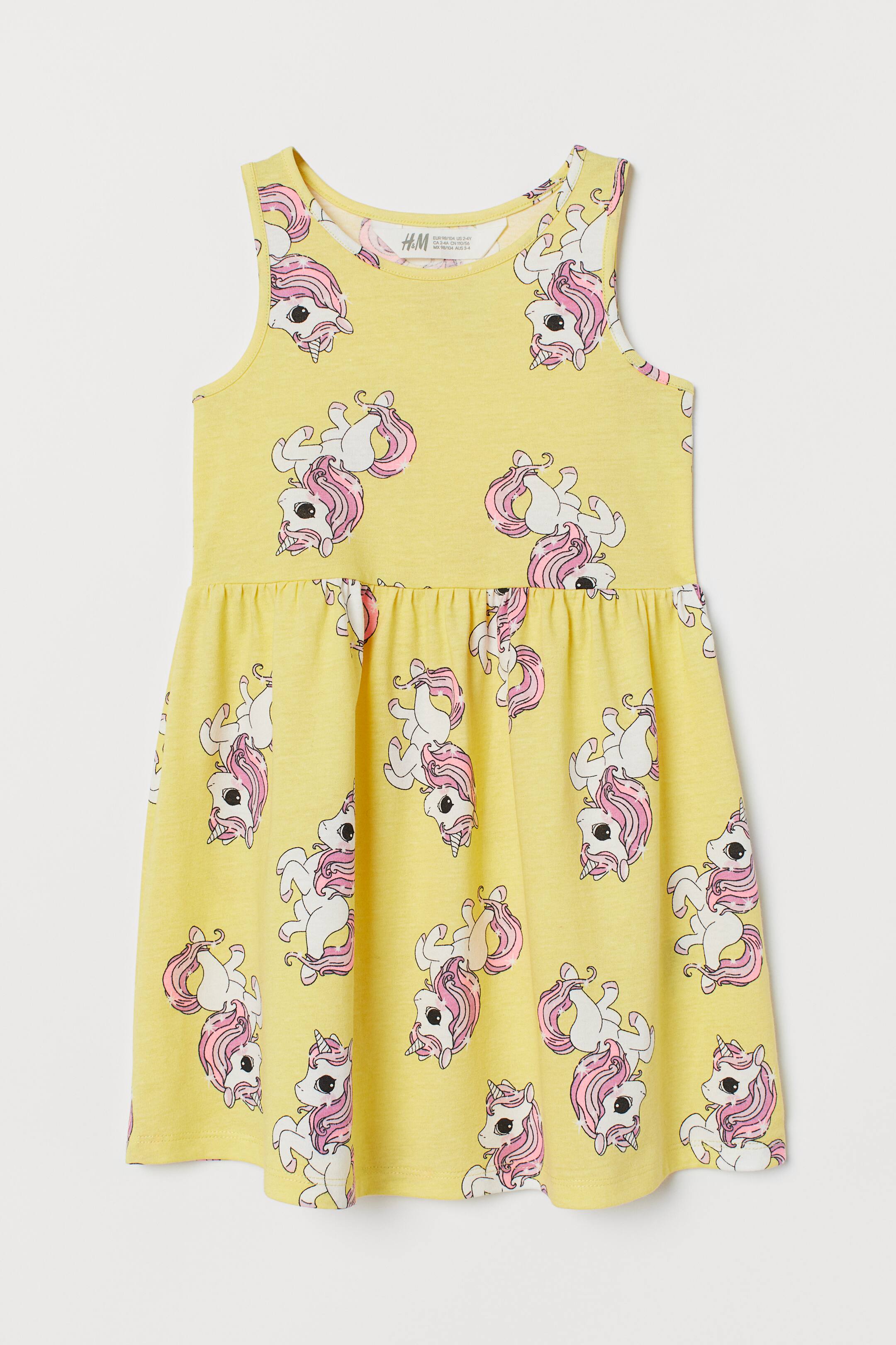 Größeres Bild ansehen: Gemustertes Jerseykleid - Gelb/Einhörner - Kids | H&M DE 1