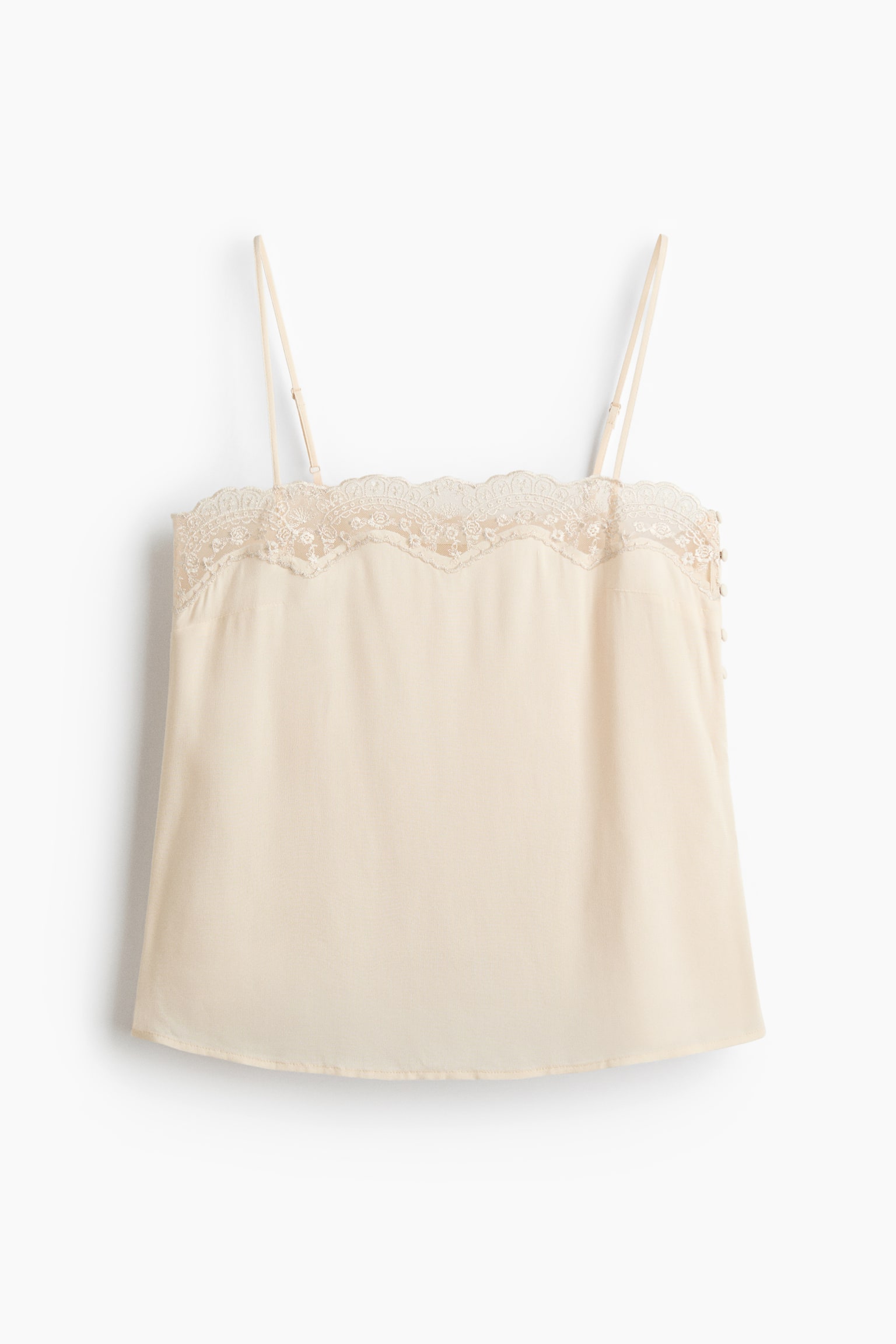 Lace-trimmed strappy top - Cream - 2