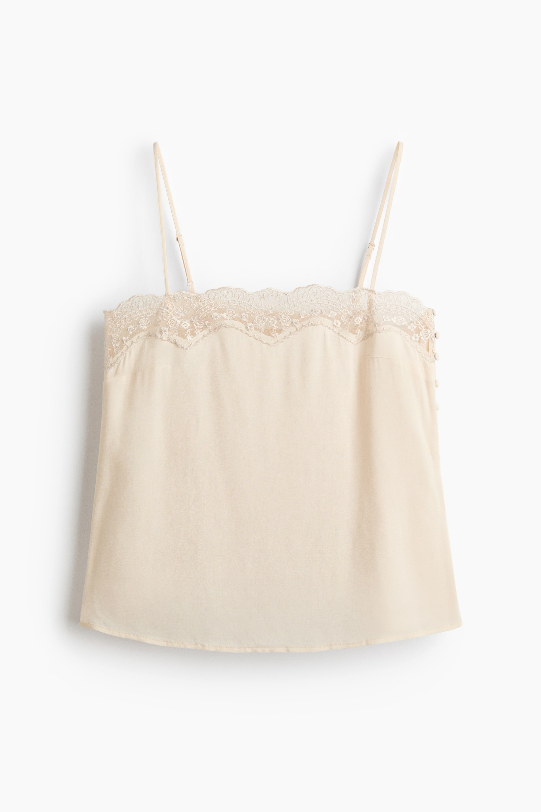 View larger image: Lace-trimmed strappy top - Cream - Ladies | H&M 1