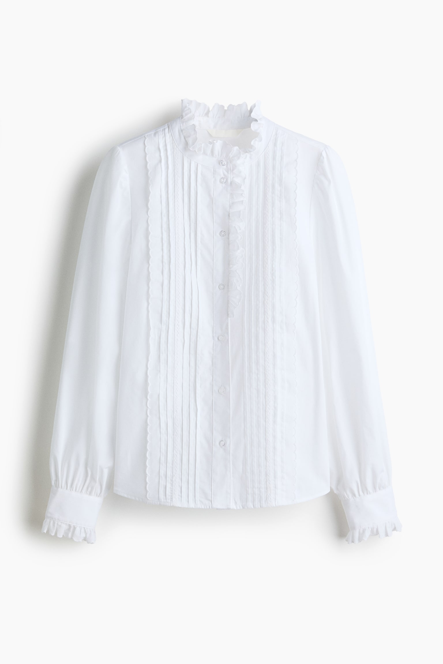 Pintucked cotton blouse - White - 2