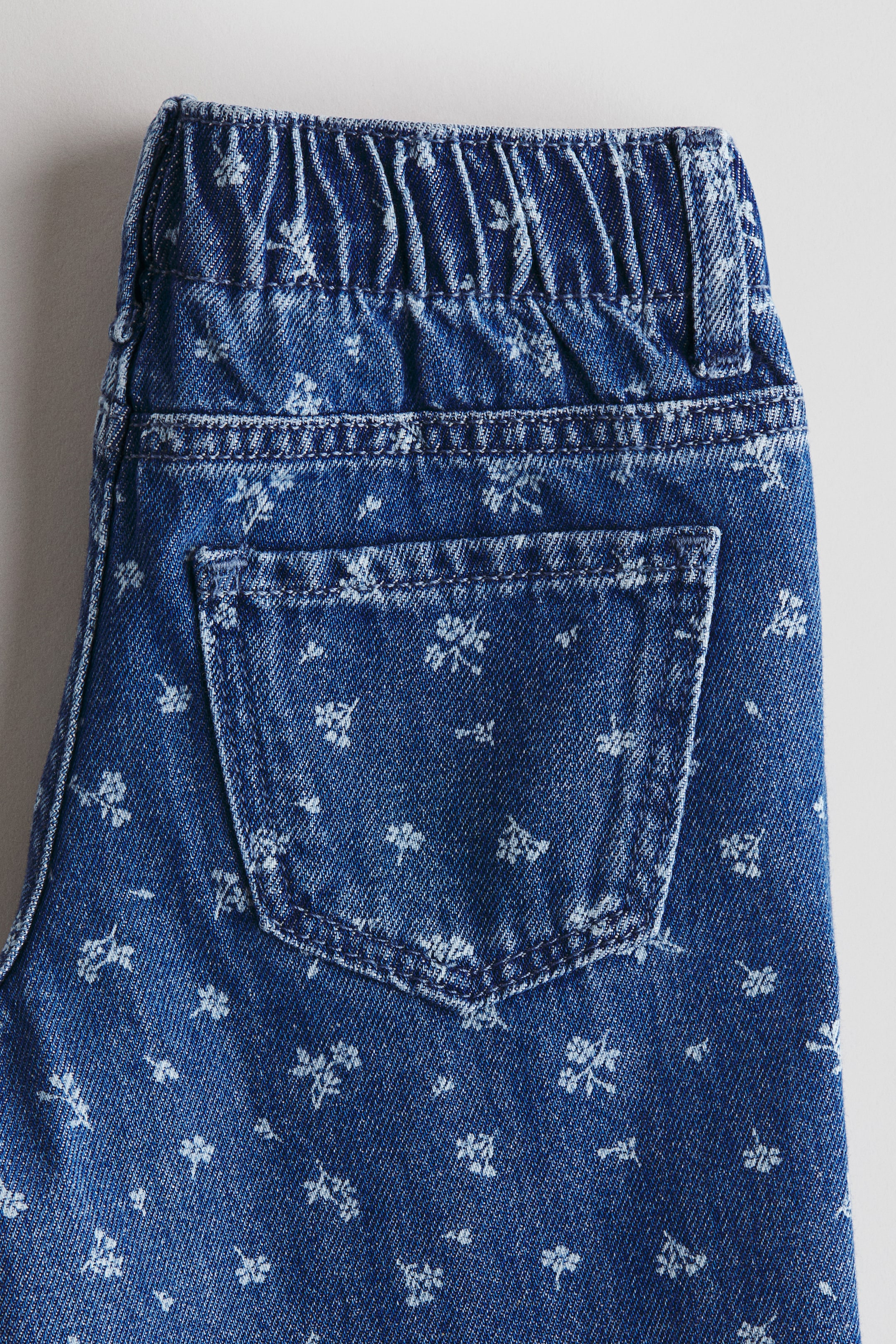 View larger image: Wide-Leg Jeans with Motif - Denim blue/floral - Kids | H&M US 3