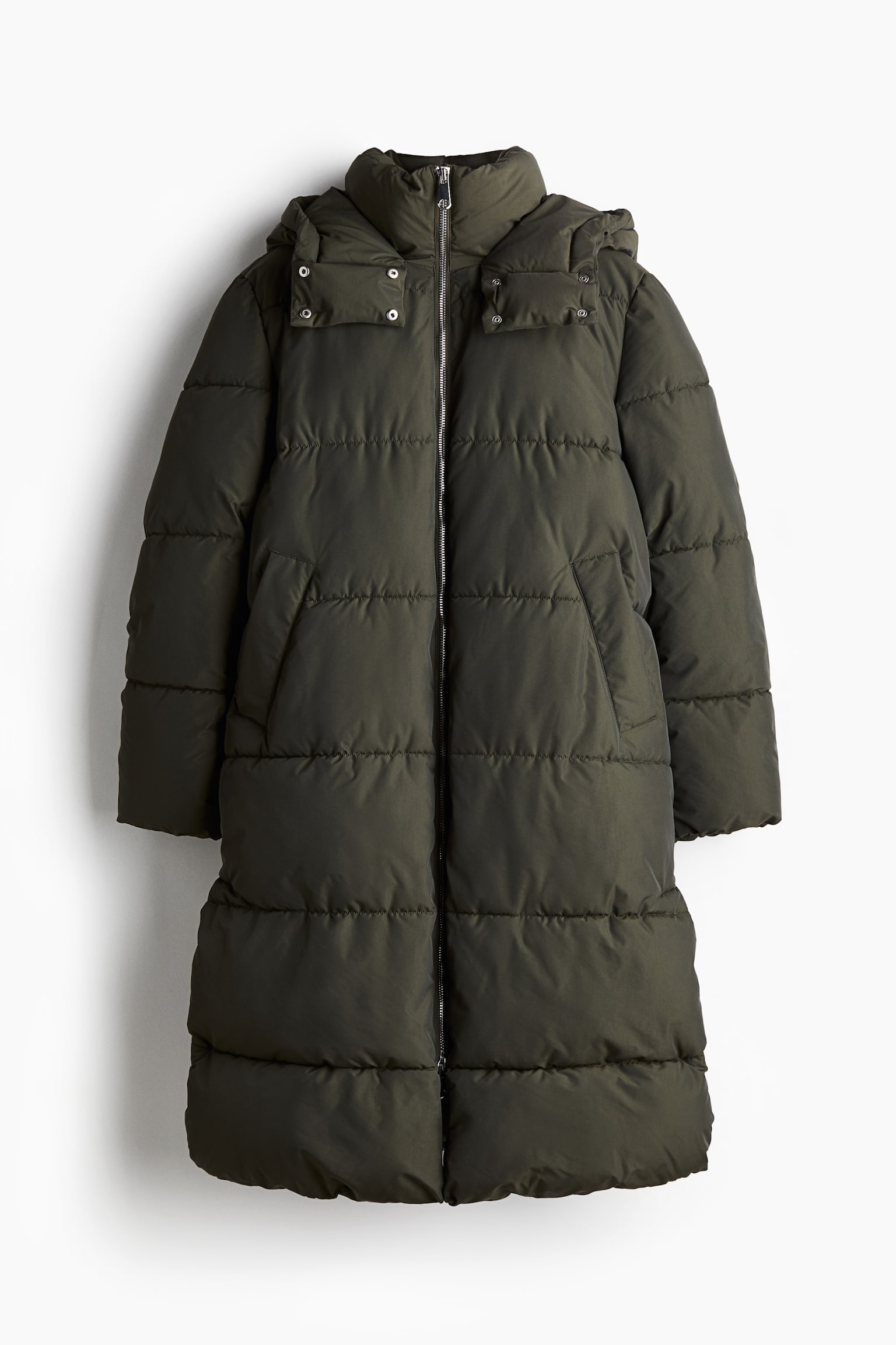 Water-repellent puffer coat - Dark khaki green/Black/Beige - 2