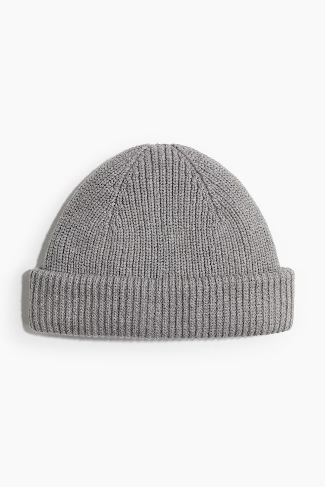 Berretto in maglia a coste - Grigio/Beige scuro - 1