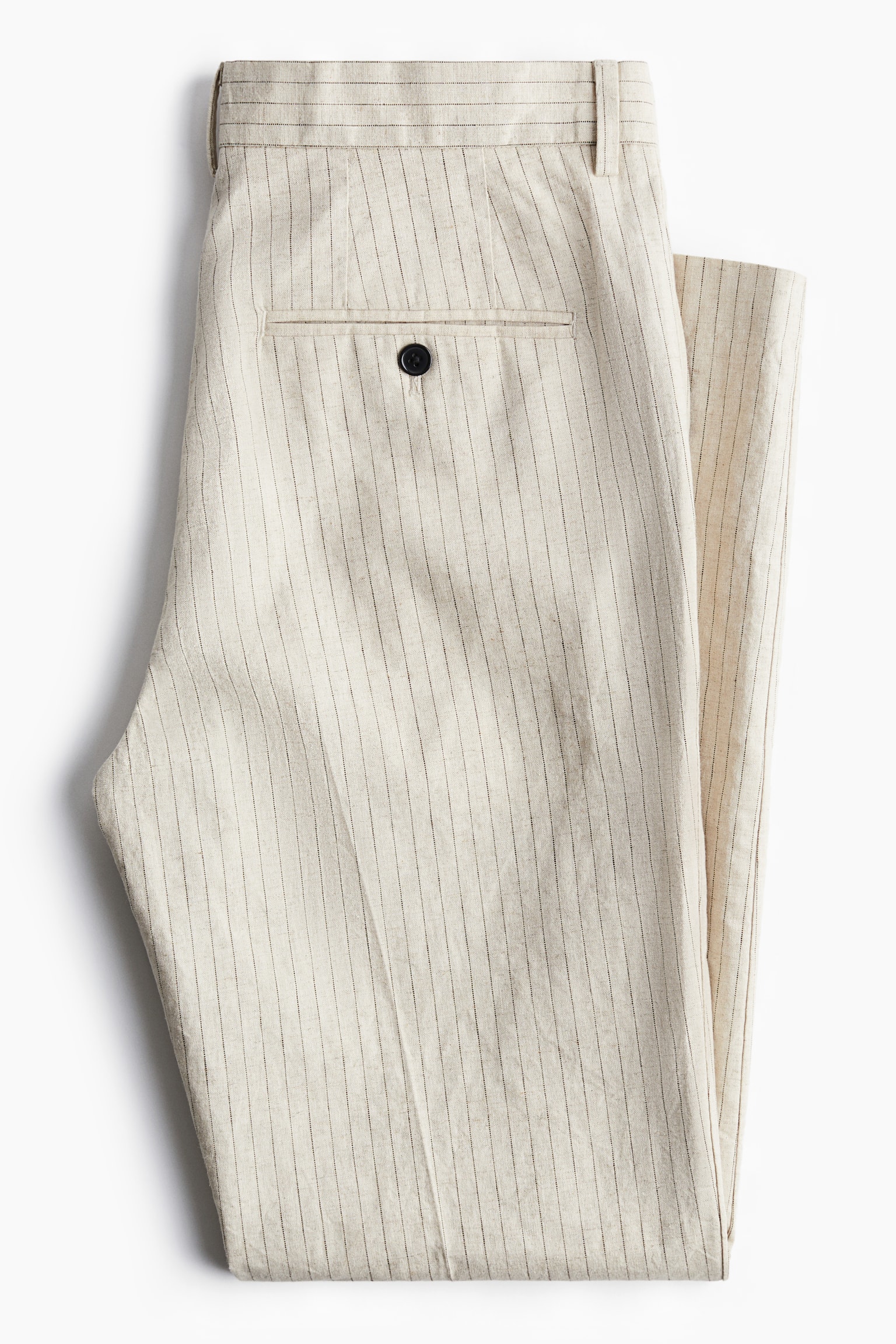 Slim Fit Tailored linen-blend trousers - Beige/Pinstriped/White/Black - 3