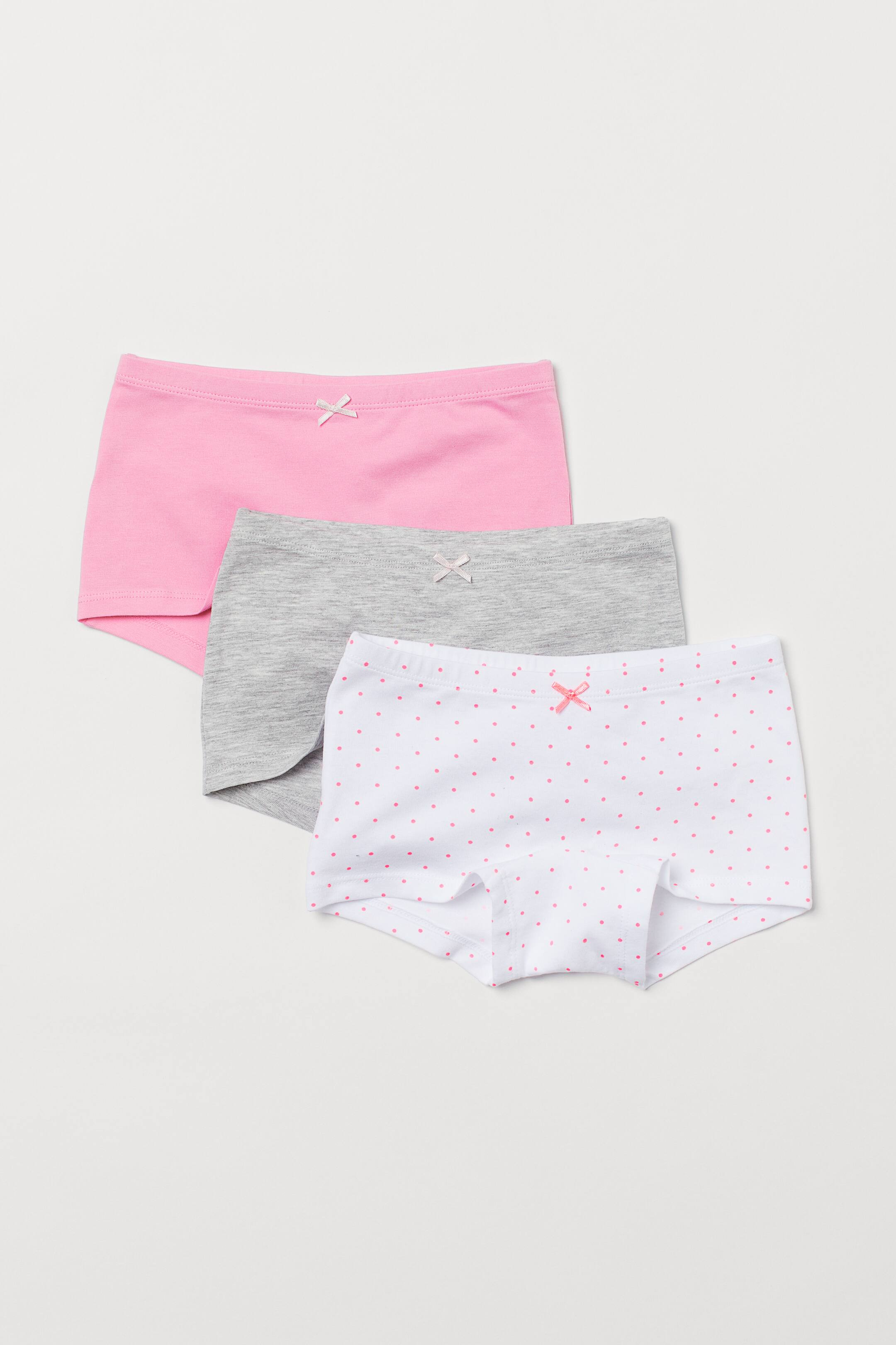 Xem ảnh lớn hơn: Bộ 3 quần lót đùi bó - Màu hồng nhạt/Xám đốm/Trắng - Kids | H&M VN 1